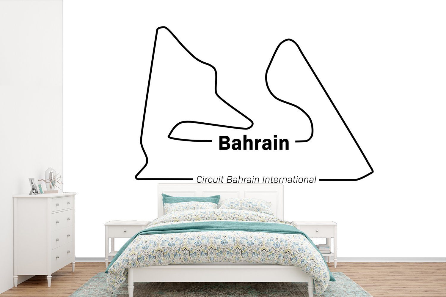 MuchoWow Fototapete Formel 1 - Bahrain - Rennstrecke, Matt, bedruckt, (6 St), Wallpaper für Wohnzimmer, Schlafzimmer, Kinderzimmer, Vinyl Tapete