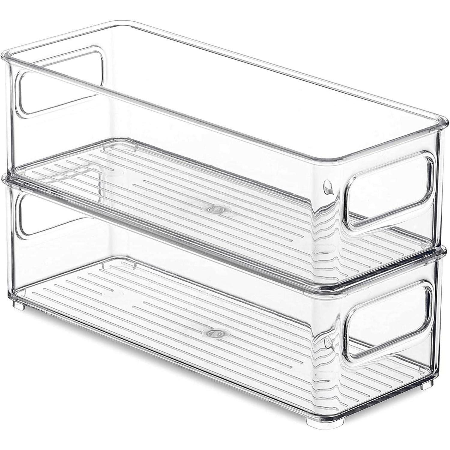LuxusKollektion Vorratsdose 2er Set Kühlschrank Organizer Vorratsbehälter transparent 25x9.5x7.5cm