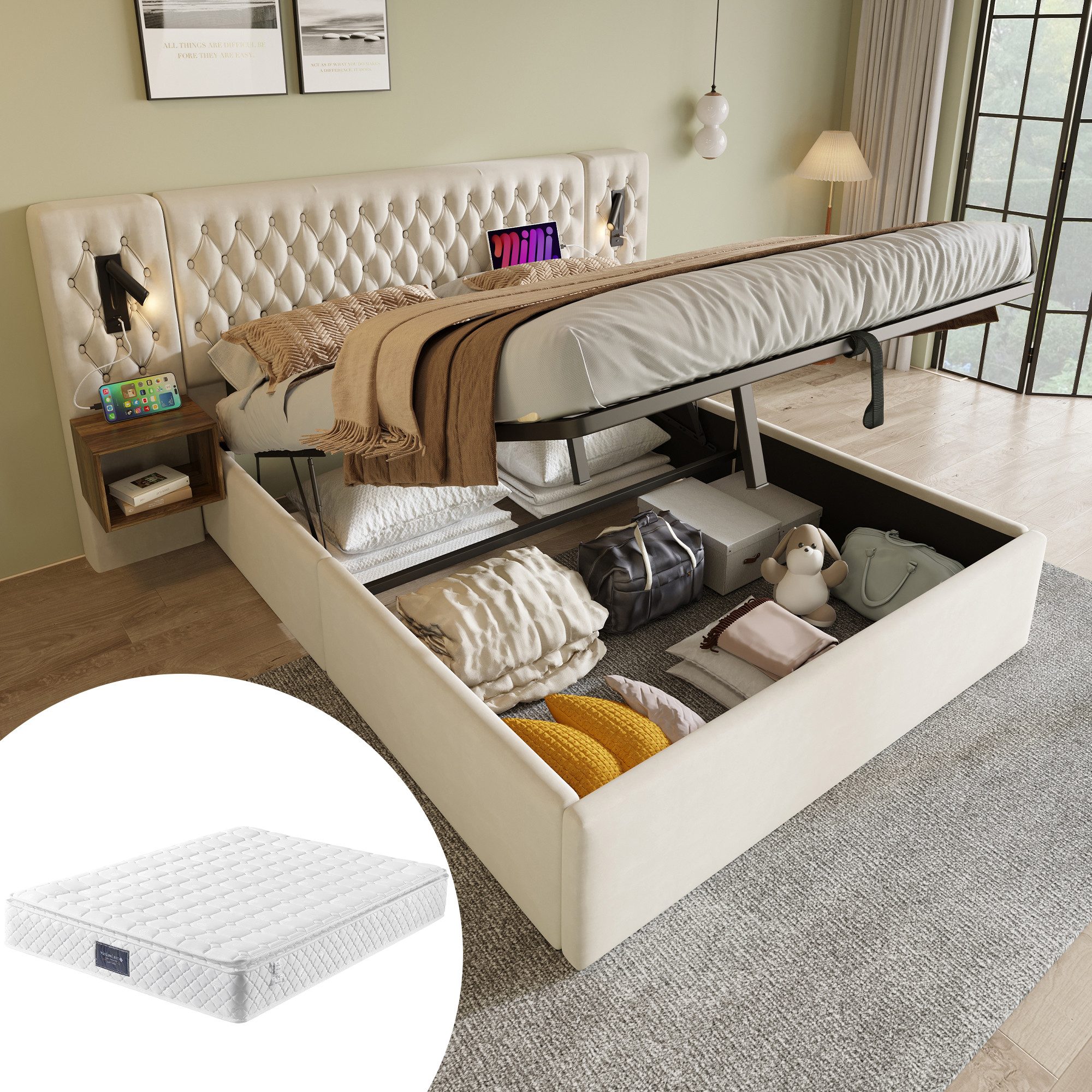 OKWISH Polsterbett Bettanlage Schlafzimmer Komplett Set günstig online kaufen