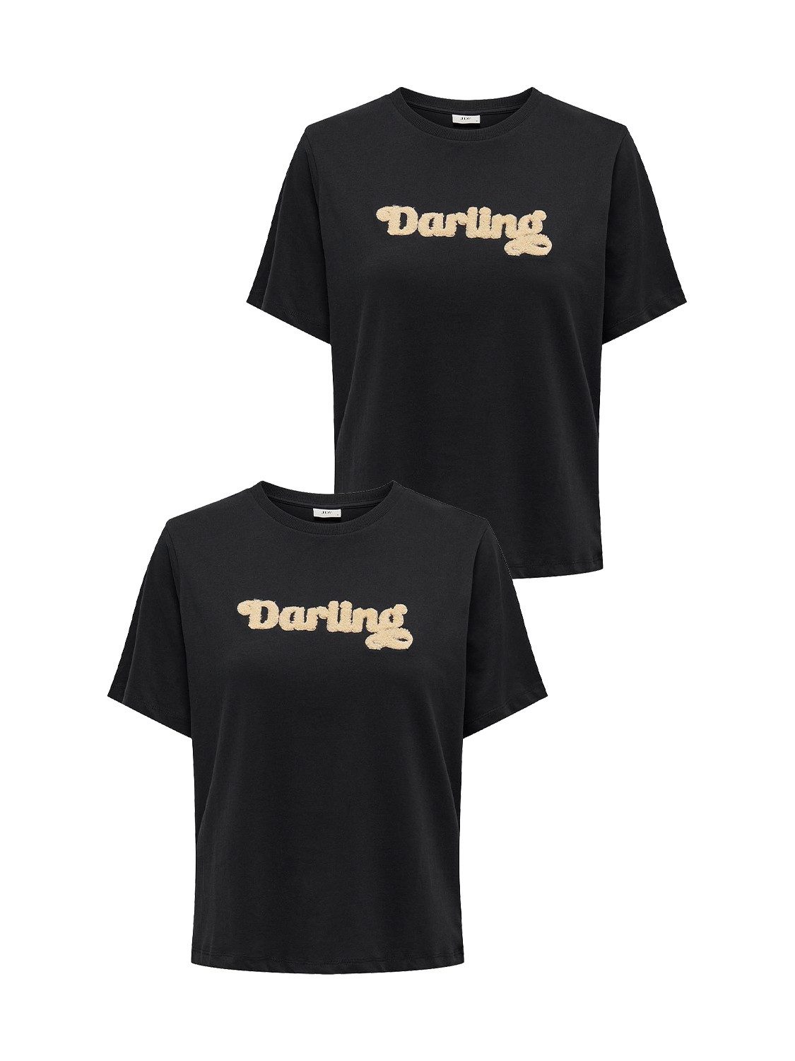 JACQUELINE de YONG T-Shirt Legerer Schriftzug Design in 2er-Pack (2-tlg) JDYFELISA S/S TOWEL PRINT TOP 2er-Pack