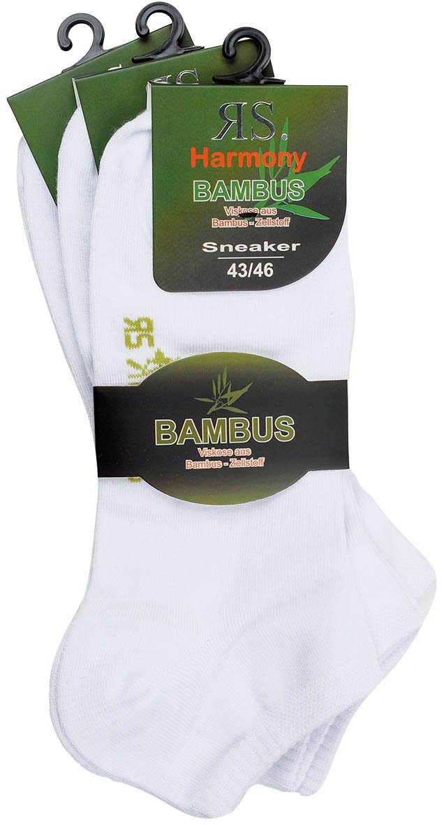 RS Harmony Sneakersocken Bambus Sneaker Socken weiss, 6 Paar (6-Paar) Verstärkung an Ferse und Spitze