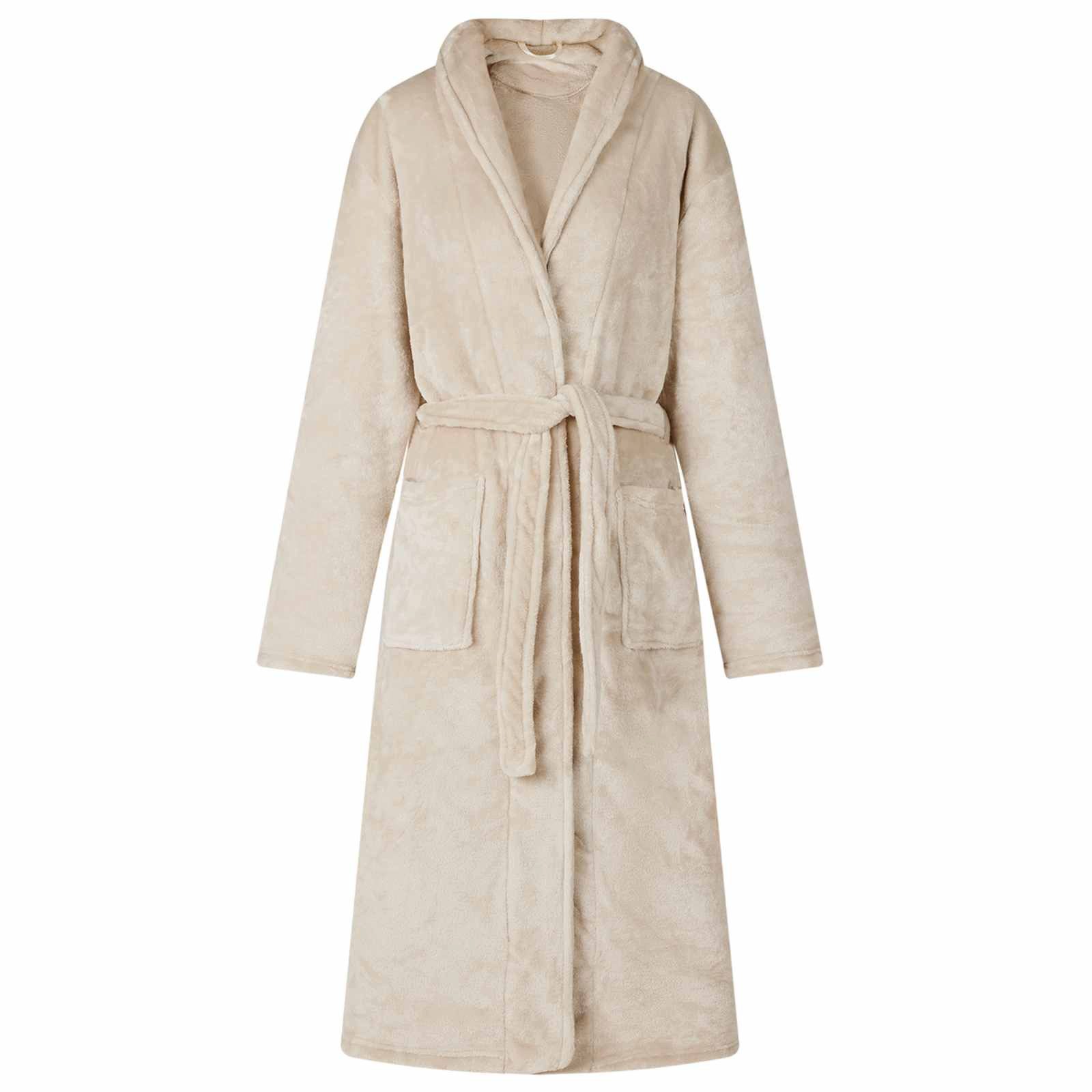 vidaXL Bademantel Bademantel ohne Kapuze Beige L Flanell, Vlies