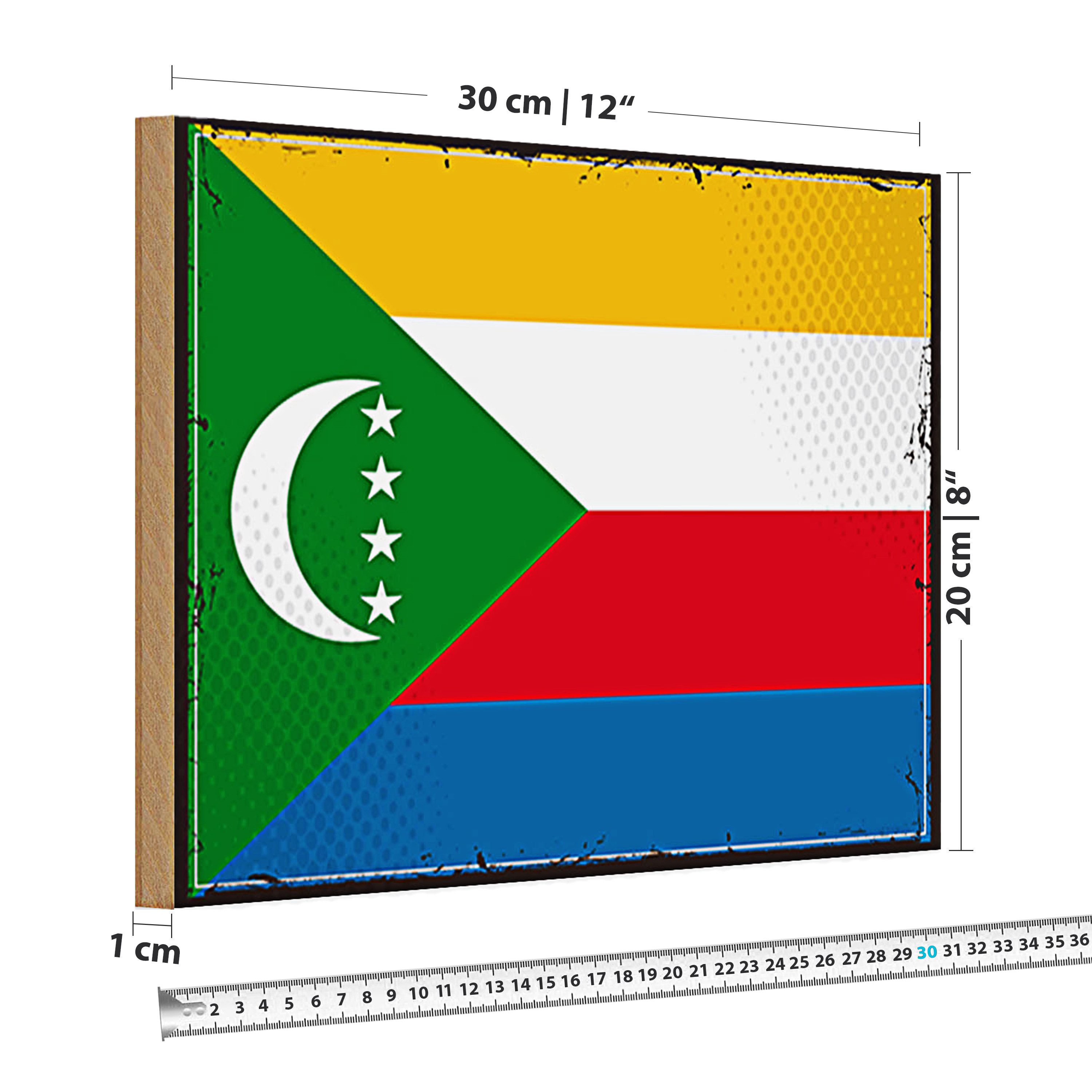 Roomando Holzbild Holzschild Flagge Komoren 30x20cm Retro Flag Comoros