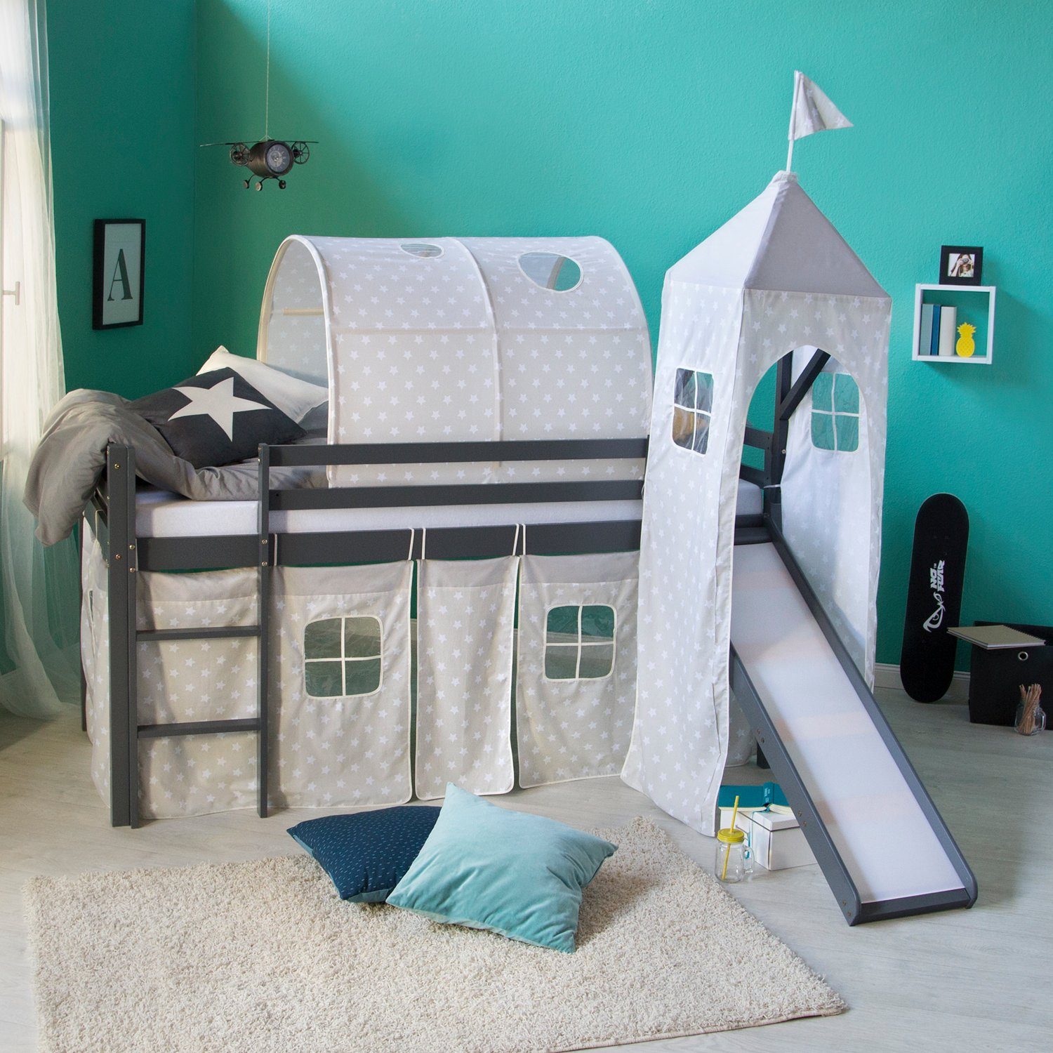 Homestyle4u Hochbett 90x200 cm Weiß mit günstig online kaufen