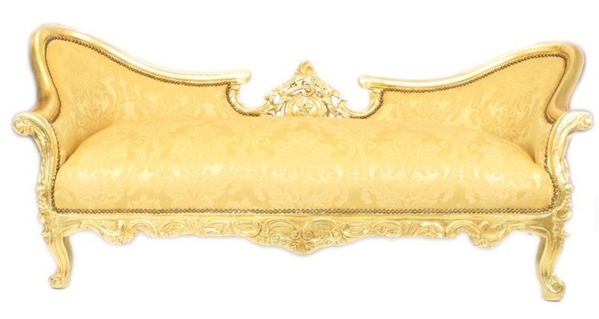 Casa Padrino Sofa / Design Vampire Wohnzimmer Blumen Gold Muster Barock Gold Couch Garnitur Möbel Antik Sofa 