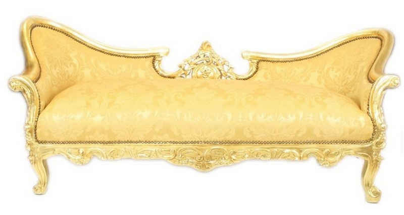 Casa Padrino Sofa Barock Sofa Garnitur Vampire Gold Blumen Muster / Gold - Antik Design Möbel Couch Wohnzimmer