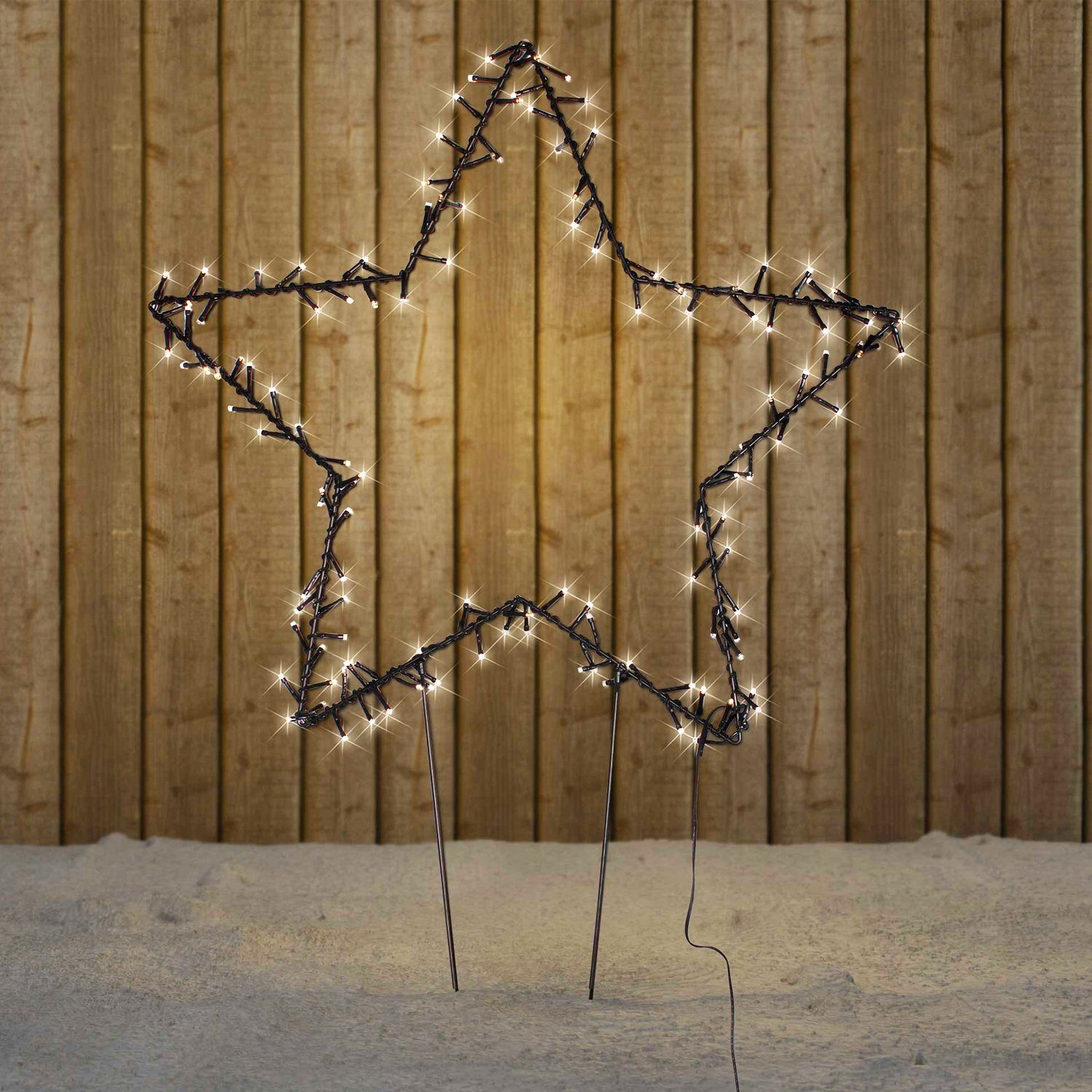 INDA-Exclusiv Lichtervorhang Großer LED Metall Gartenstecker Weihnachtsster günstig online kaufen