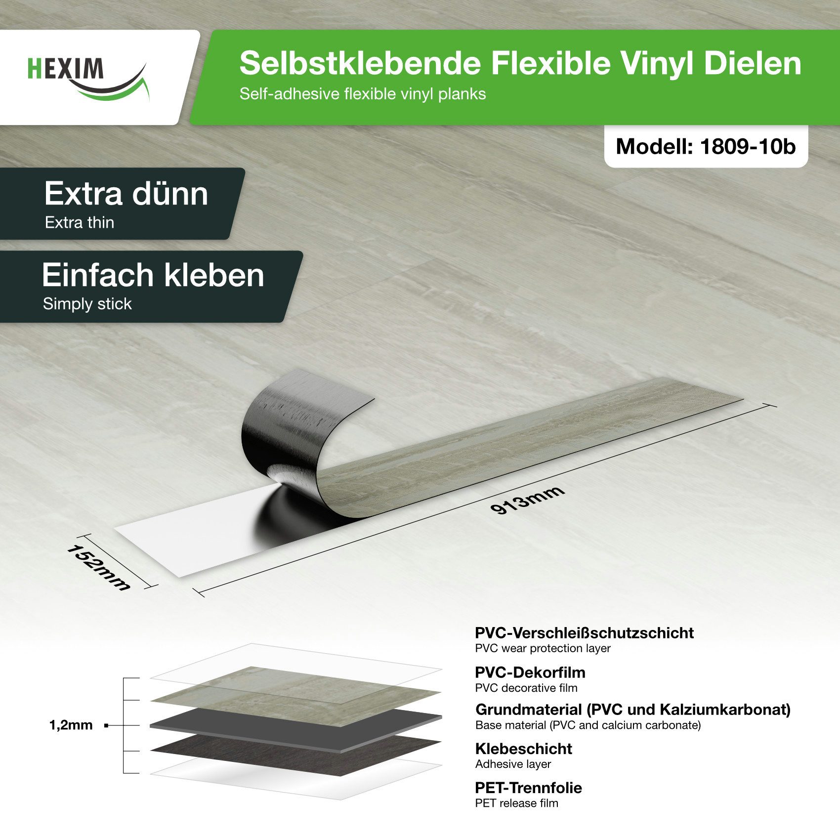 Hexim Vinylboden, Vinyldielen 0,97m² selbstklebend PVC Wandverkleidung Bode günstig online kaufen