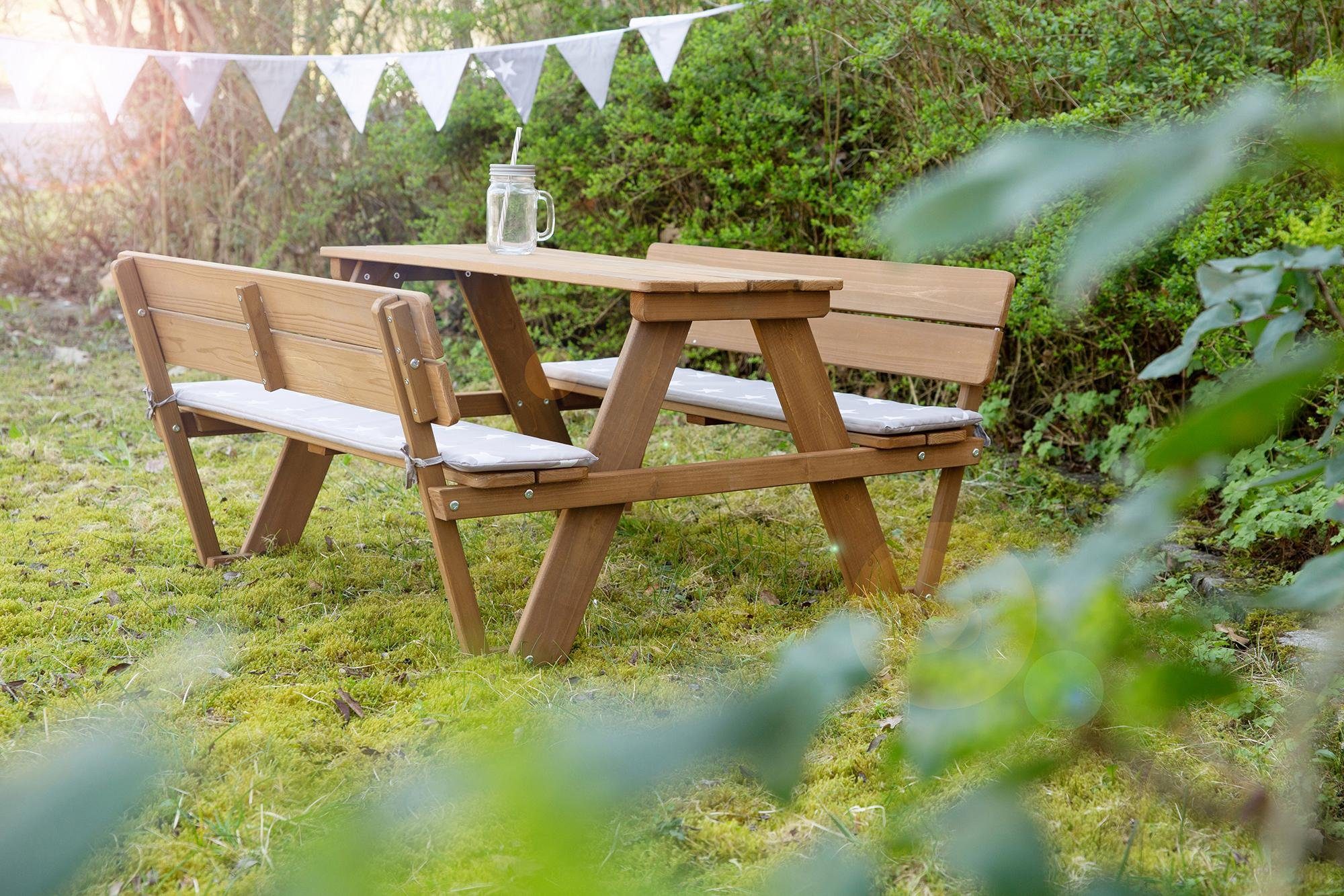 roba® Kindersitzgruppe Picknick for 4 Outdoor Deluxe, Teakholz-Optik, mit Lehne
