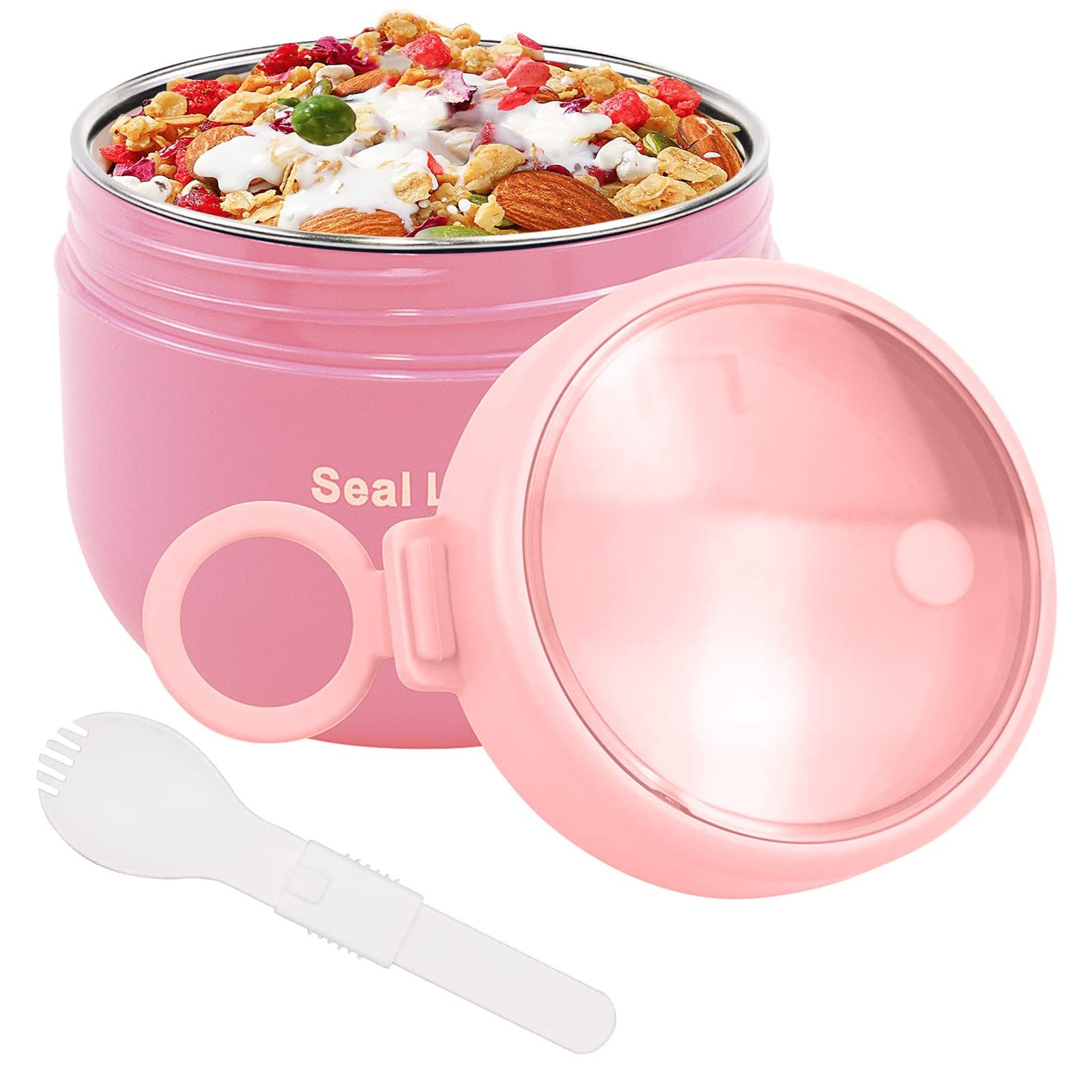 Coonoor Thermobehälter Für Essen Warmhalten 400ml Edelstahl Warmhaltebebehälter, Kinder auslaufsicherer Lunchbehälter mit Löffel