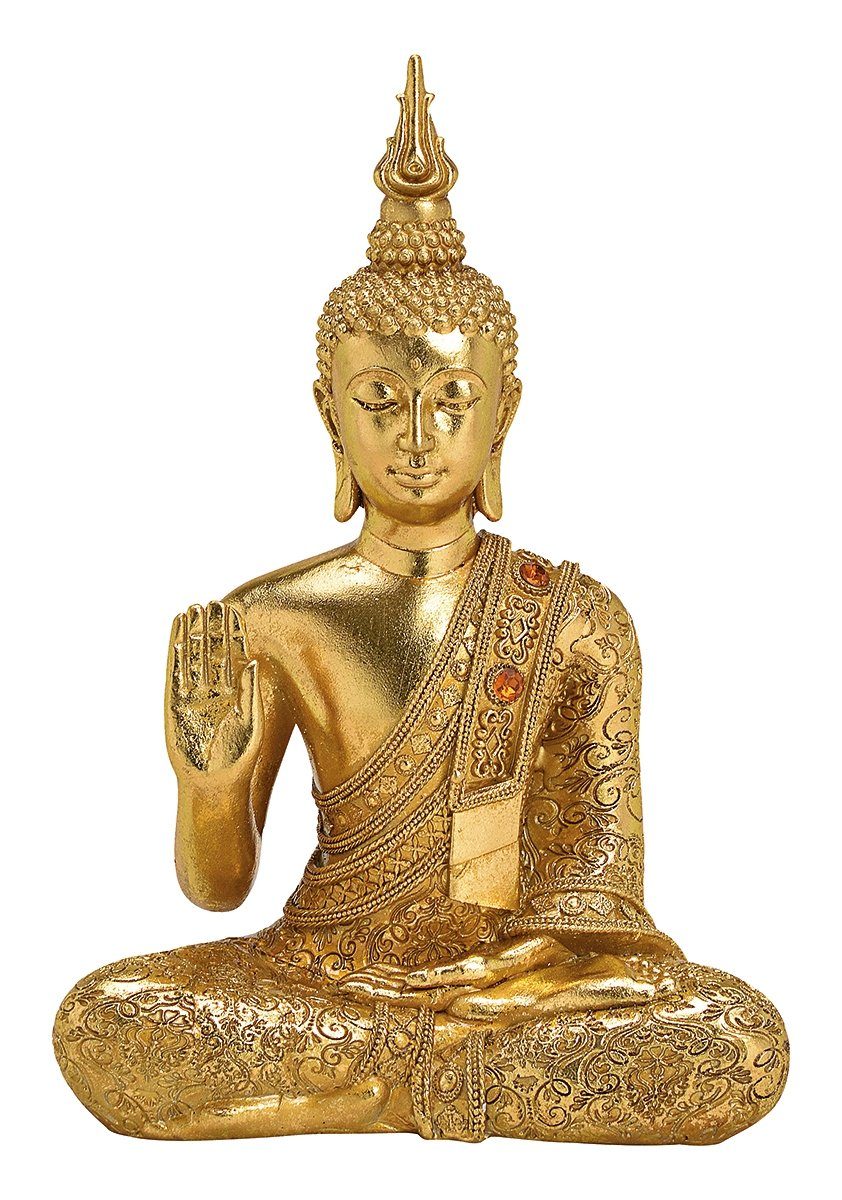 NO NAME Buddhafigur Thai Buddhafigur, goldfarben, meditierend, Skulptur, Statue, H 31 cm, Sammlerfigur, Weihnachtsfigur