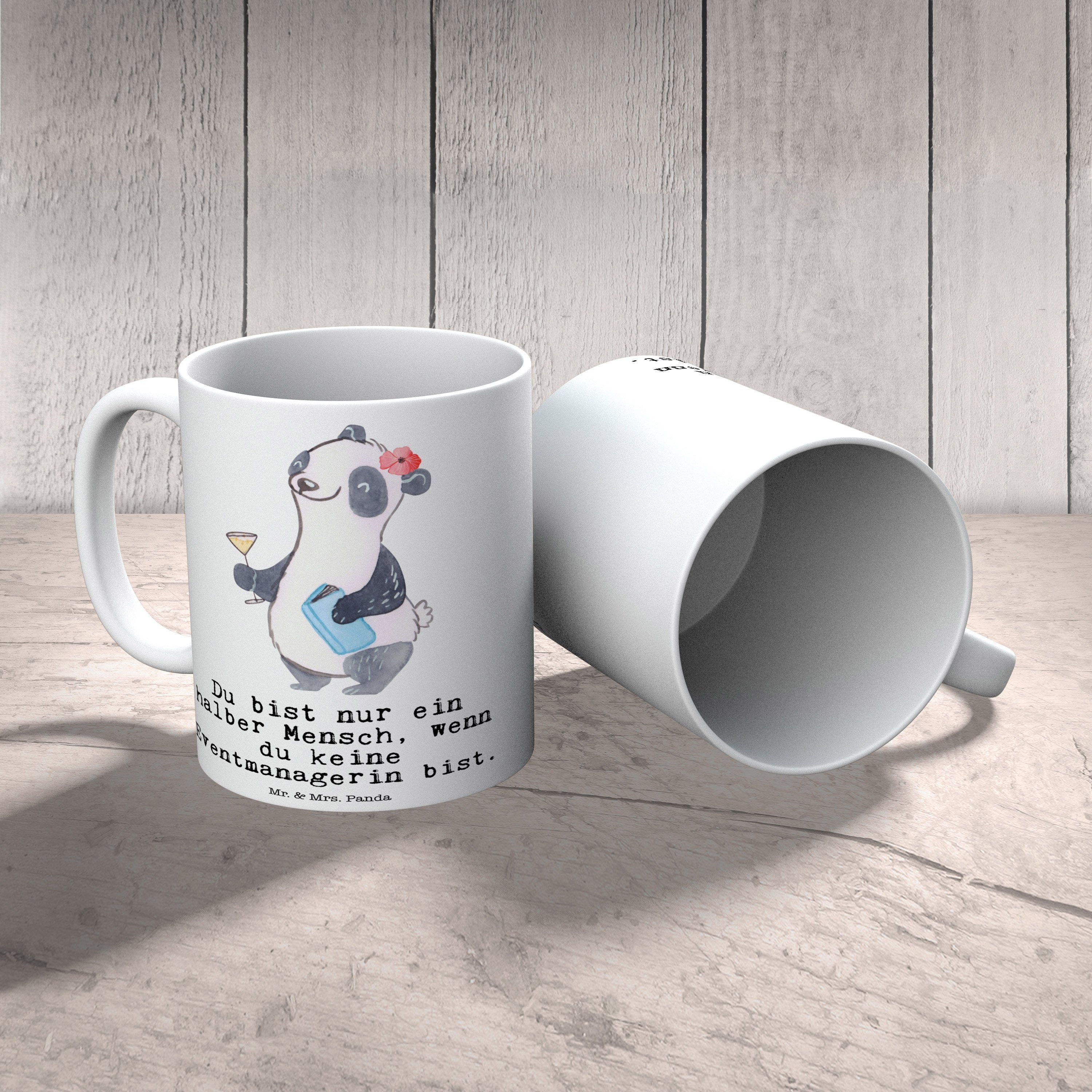 Schenken, Herz Feiern, & mit Geschenk, Mr. Panda Mrs. - Eventmanagerin Tasse Weiß K, - Keramik Rente,