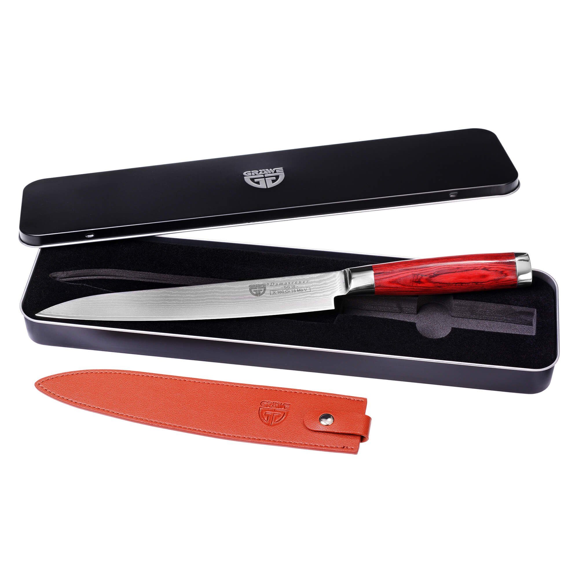 GRÄWE Damastmesser GRÄWE Damaszener Filetiermesser 21 cm Klinge