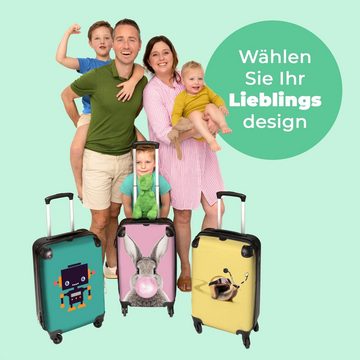 NoBoringSuitcases.com© Kinderkoffer Kaninchen - Kinder - Kaugummi - Rosa 55x35x20cm, 4 Rollen, Reisetasche mit rollen, Handgepäck für Ferien, Kindertrolley, Koffer