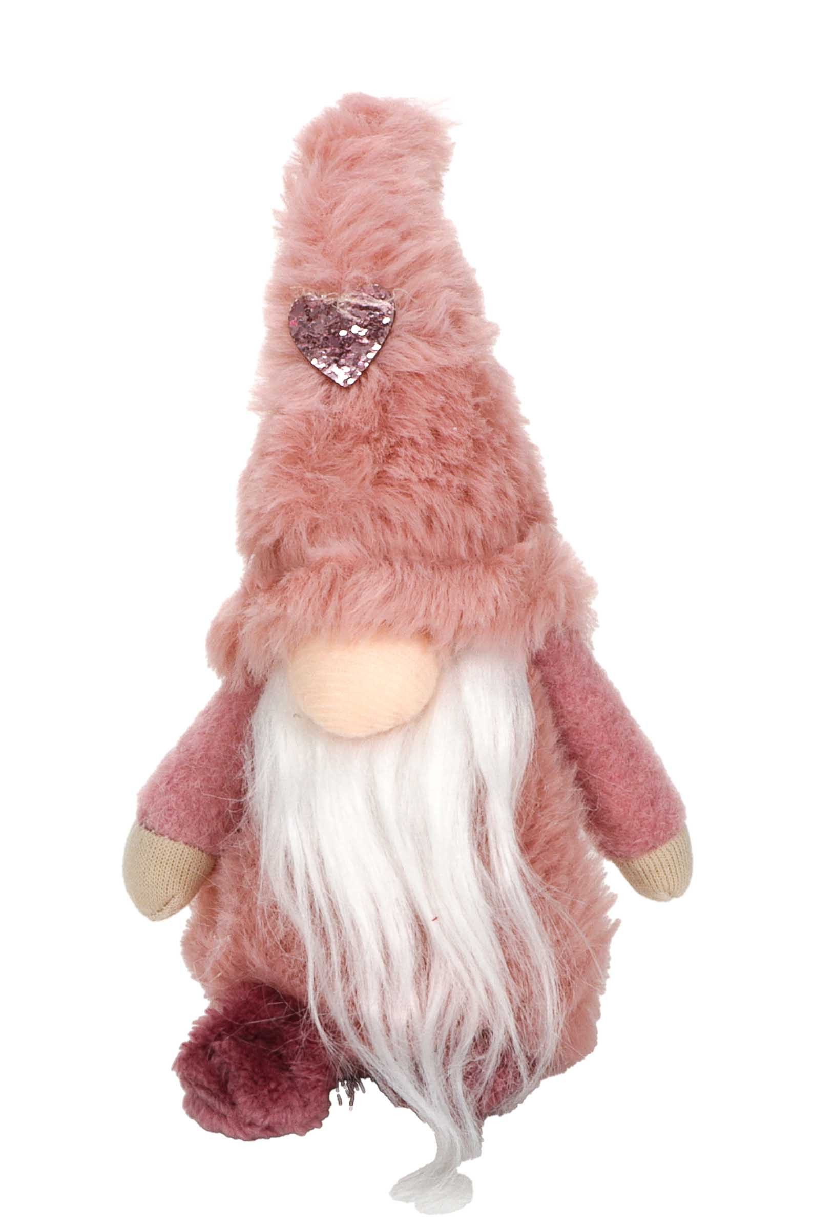 Bubble-Store Weihnachtsfigur Weihnachtswichtel mit rosa oder lila Zipfelmütze (Wichtel mit Bart und Plüsch-Zipfelmütze), Wichtel Weihnachtsfigur