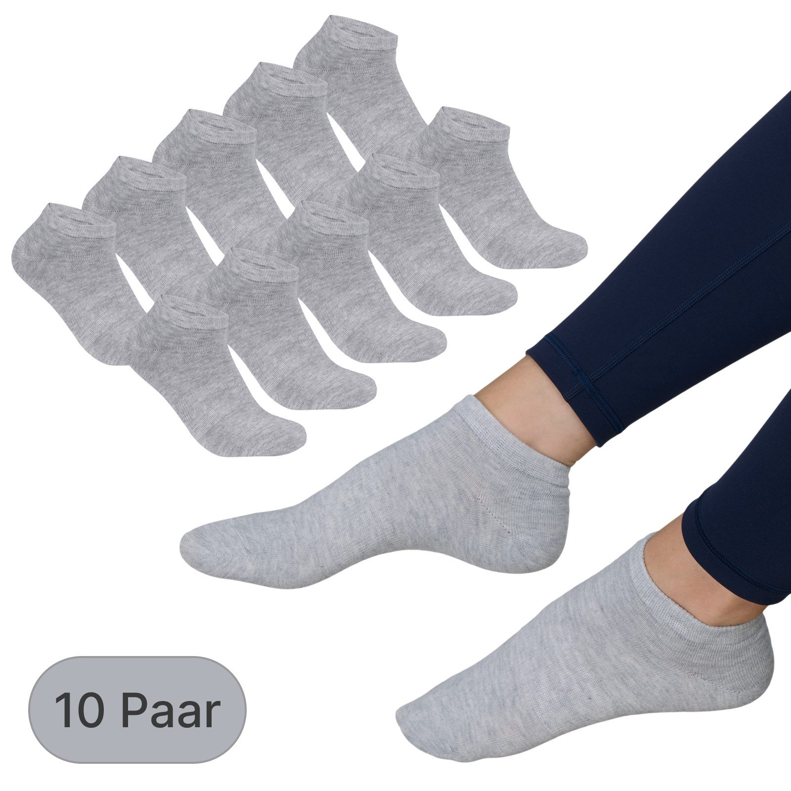 EAAKIE Sneakersocken Sneakersocken Unisex Kurzsocken 5/10/20/30 Paar Grau Baumwolle (10-Paar)