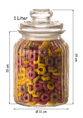BigDean Einmachglas Vorratsgläser mit Deckel Bonbonglas Süßigkeiten Kräuter, Glas, (3-tlg)