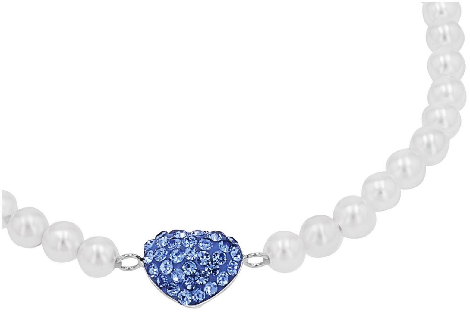Amor Armband Herz/Schleife, Trachtenschmuck, Volksfest, mit Kristallglas - mit Muschelkernperle