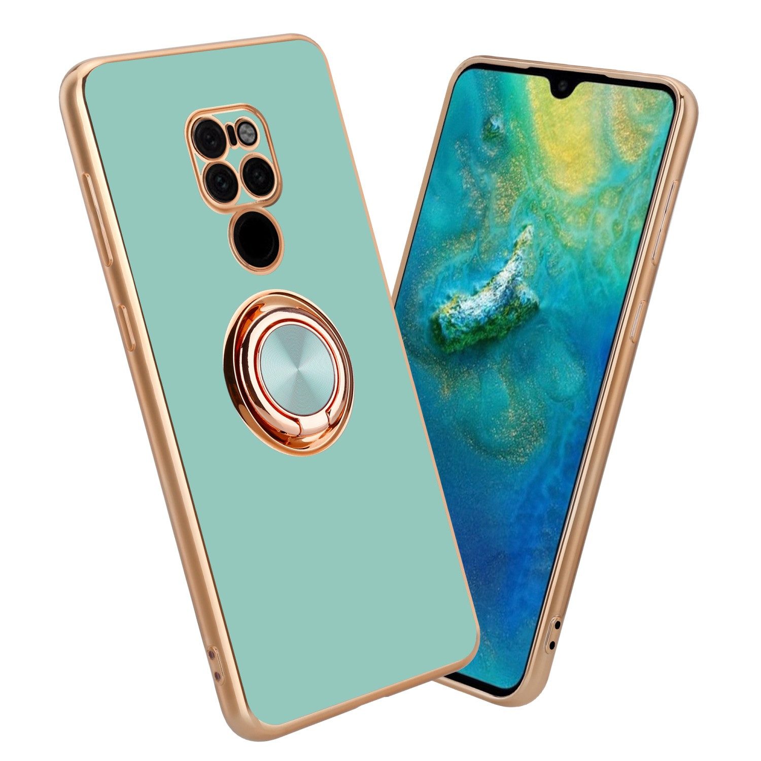 Cadorabo Handyhülle für Huawei MATE 20 Hülle Huawei MATE 20, Schutzhülle - TPU Silikon Hülle - mit Kameraschutz und Ring