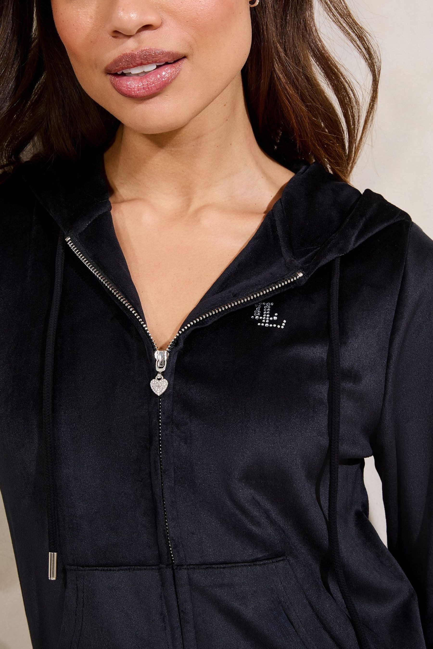 LIPSY Kapuzenpullover Lipsy Kapuzenjacke mit RV und Stickerei (1-tlg)