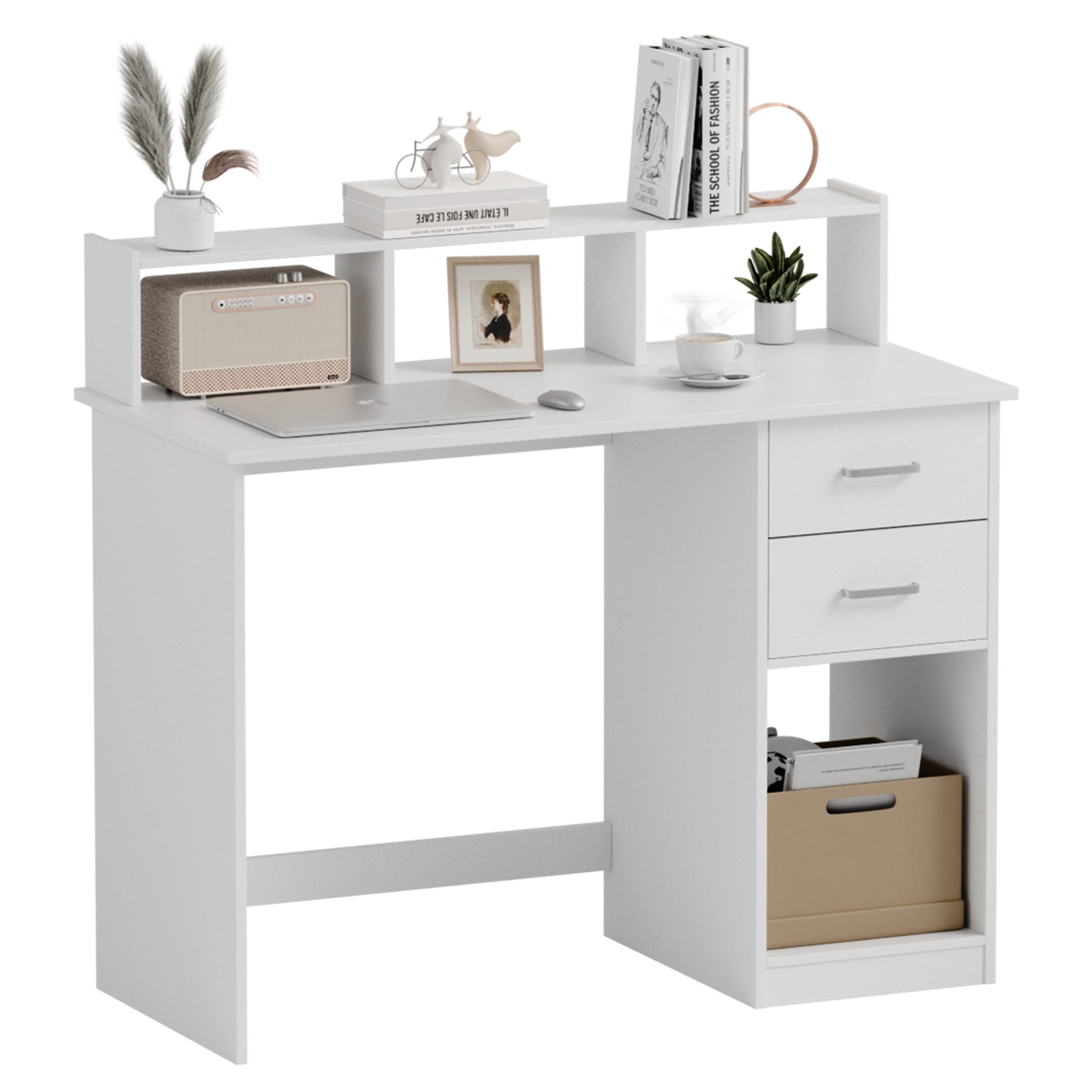 Mondeer Schreibtisch Computertisch, mit 2 Schubladen, Regal & Schrank 105x9 günstig online kaufen