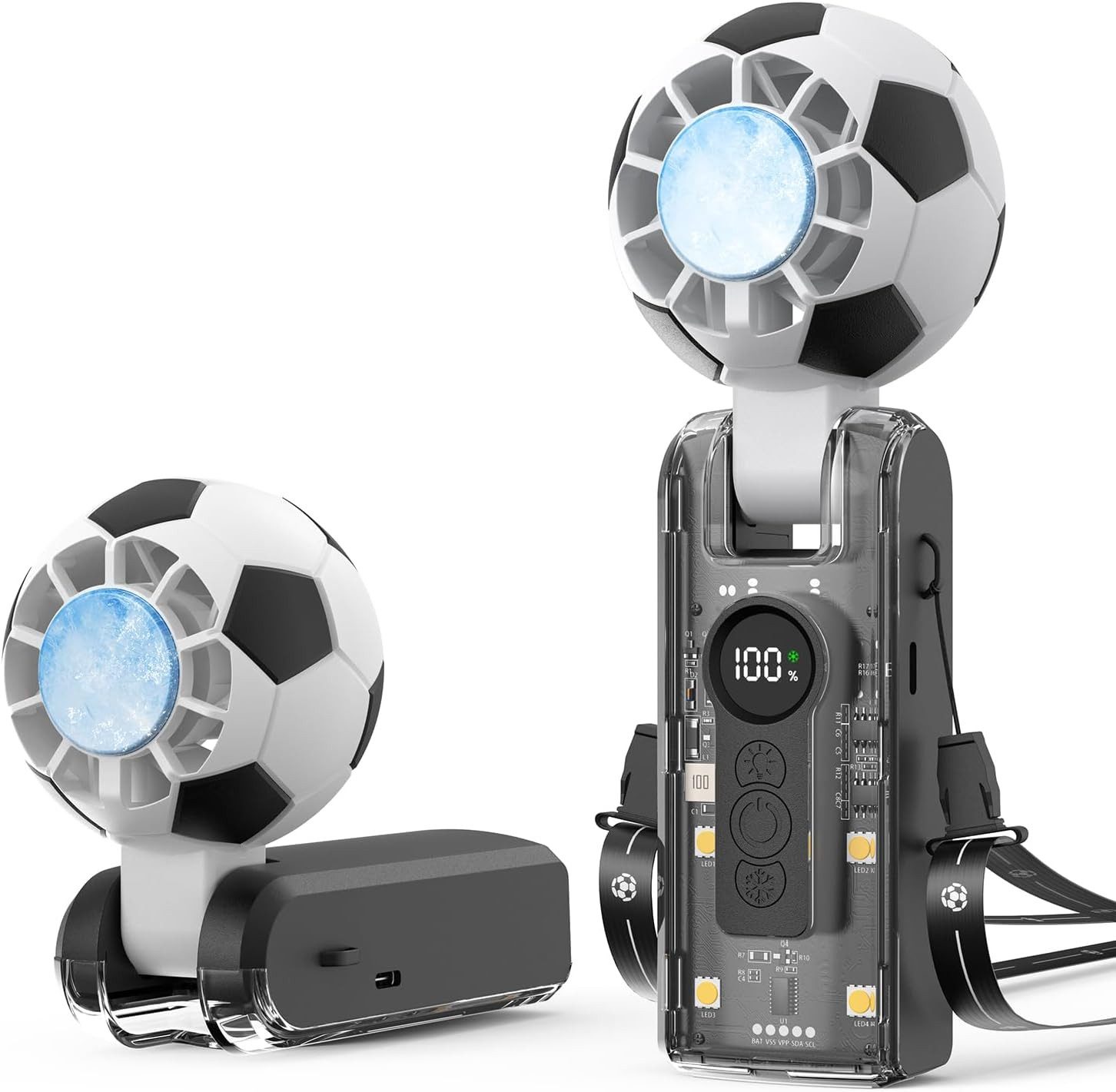 Handventilator 3-in-1 Handventilator,Tragbarer Mini-Ventilator in Fußballform