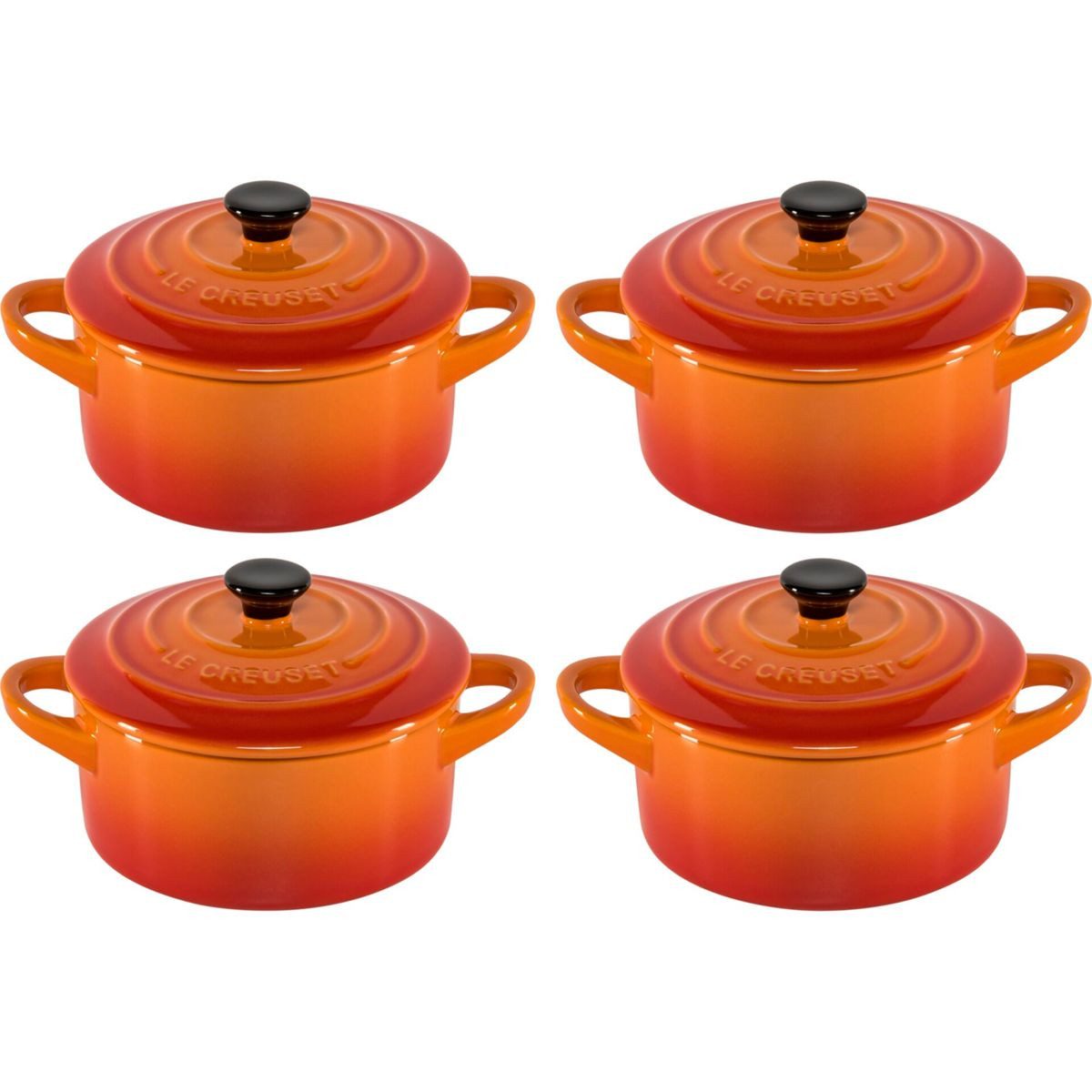 LE CREUSET Kochtopf 4x1 Mini Braeterset m.Deckel 10x5cm ofenrot