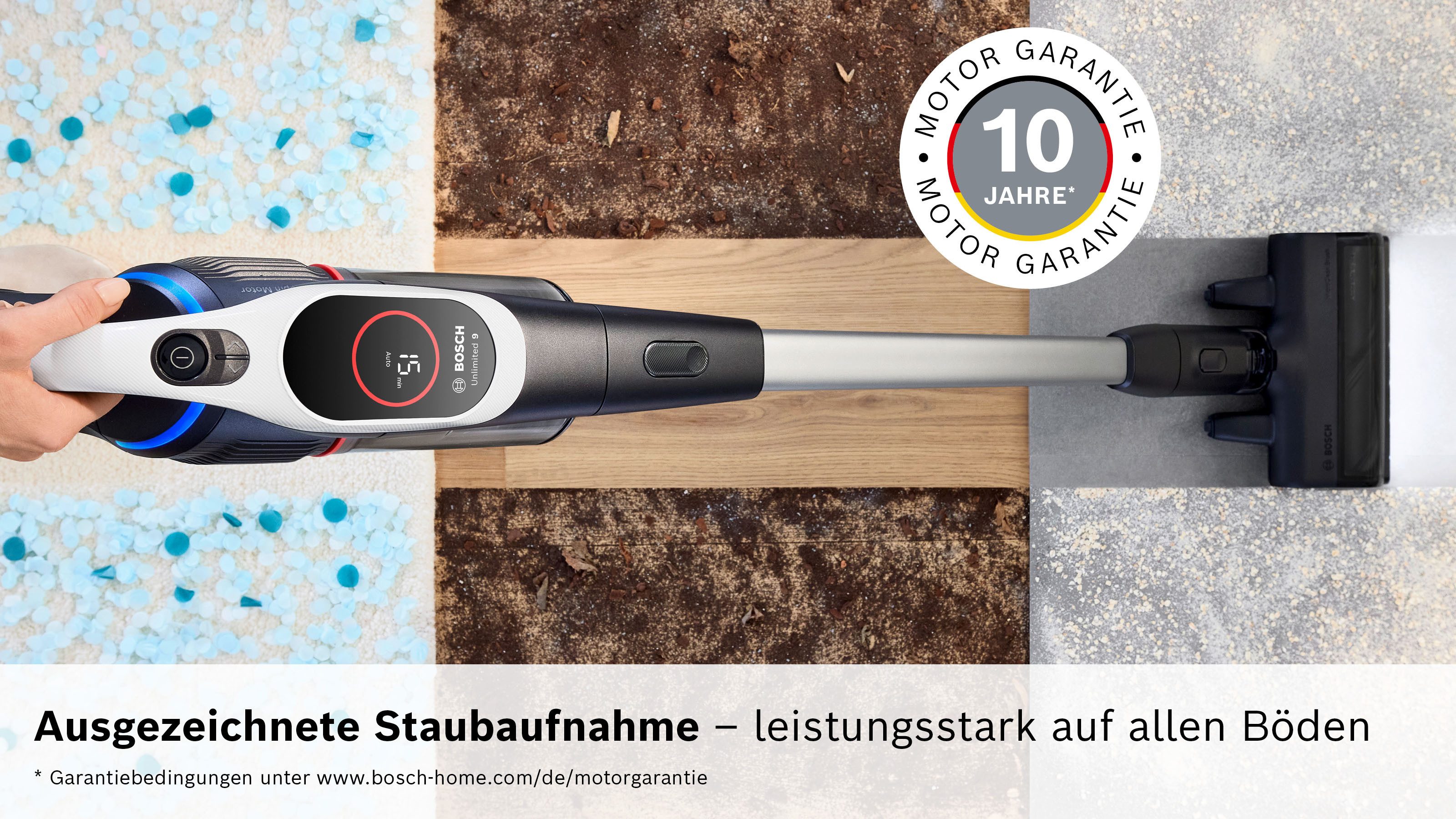 BOSCH Akku-Stielstaubsauger BKS931BA, beutellos, HEPA-Filtersystem, 10 Jahre Motorgarantie, Staubkomprimierung, weiß