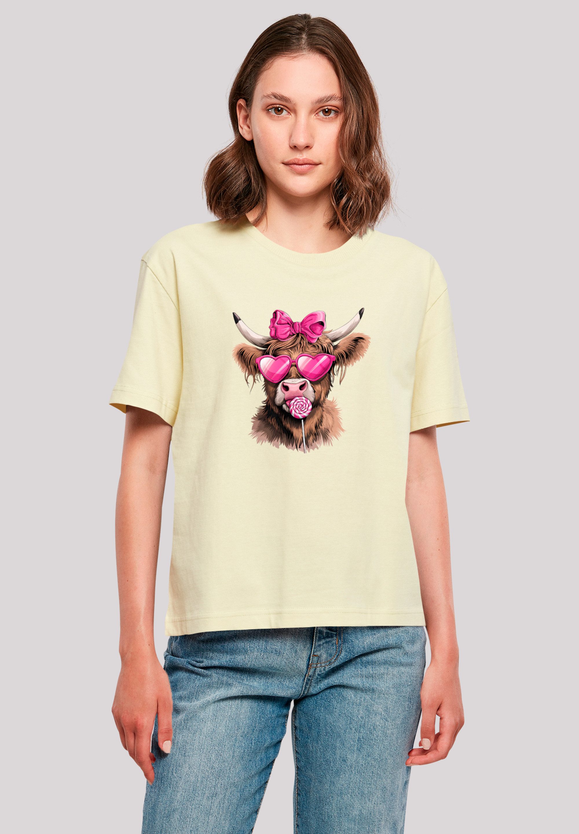 F4NT4STIC T-Shirt Highland Cow Valentinstag Sonnenbrille Premium Qualität