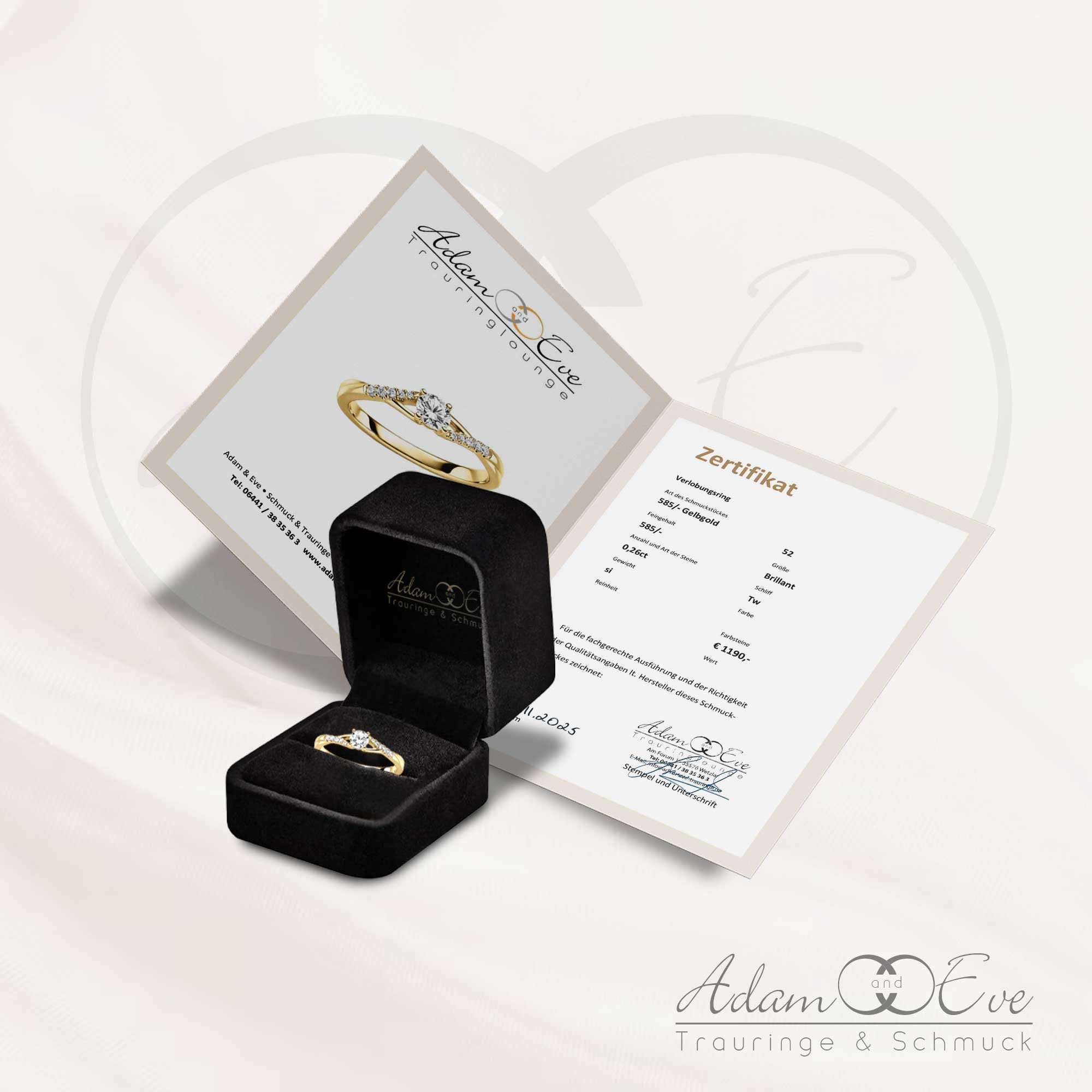 Adam & Eve Verlobungsring Diamant (0.08 ct) 375 Gelbgold (AE09), inklusive günstig online kaufen