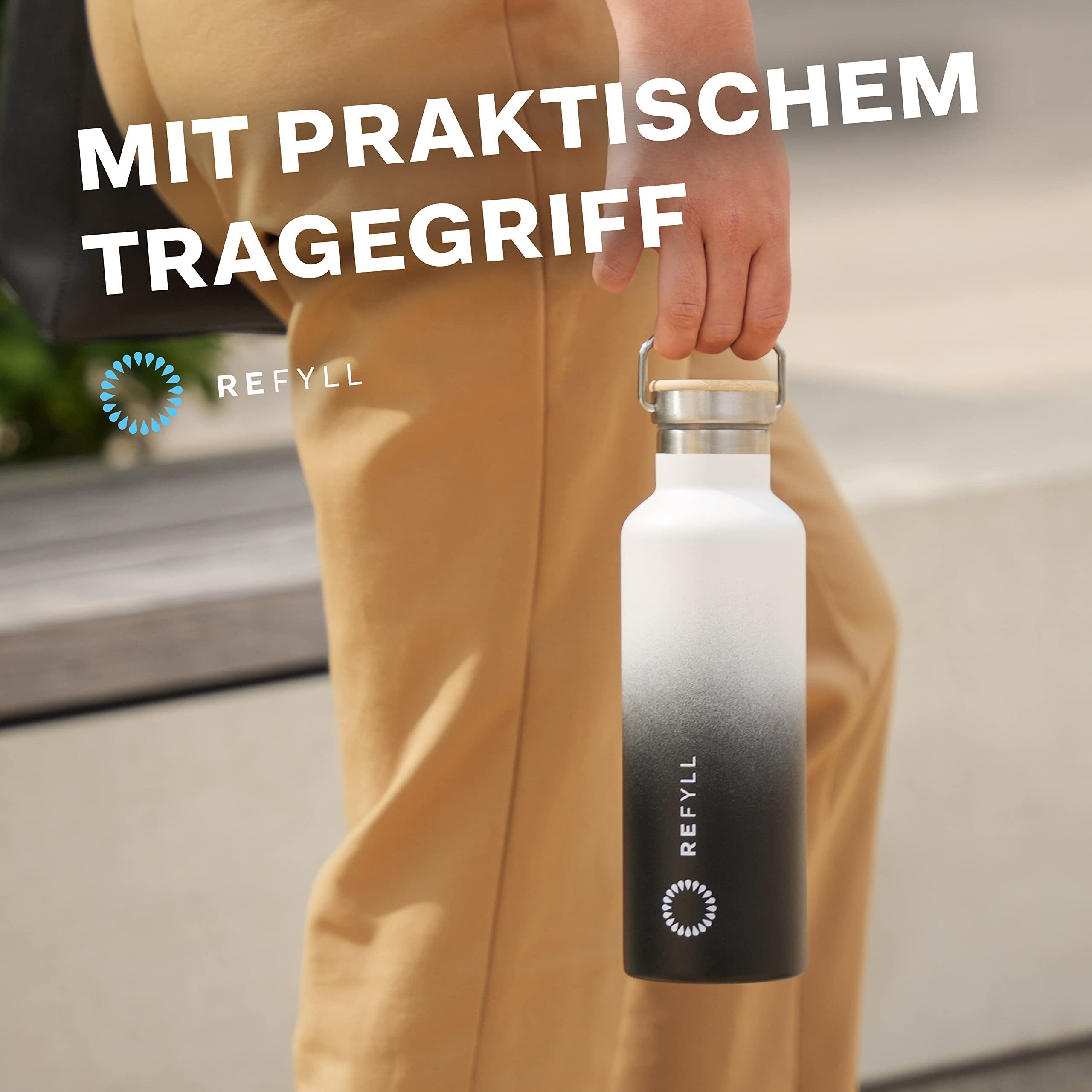 BPA White Frei, Black I Kinder, 750ml Trinkflasche Edelstahl Thermoflasche, Arbeit für die Schule, Trinkflasche - REFYLL Thermoflasche "colorFYLL"