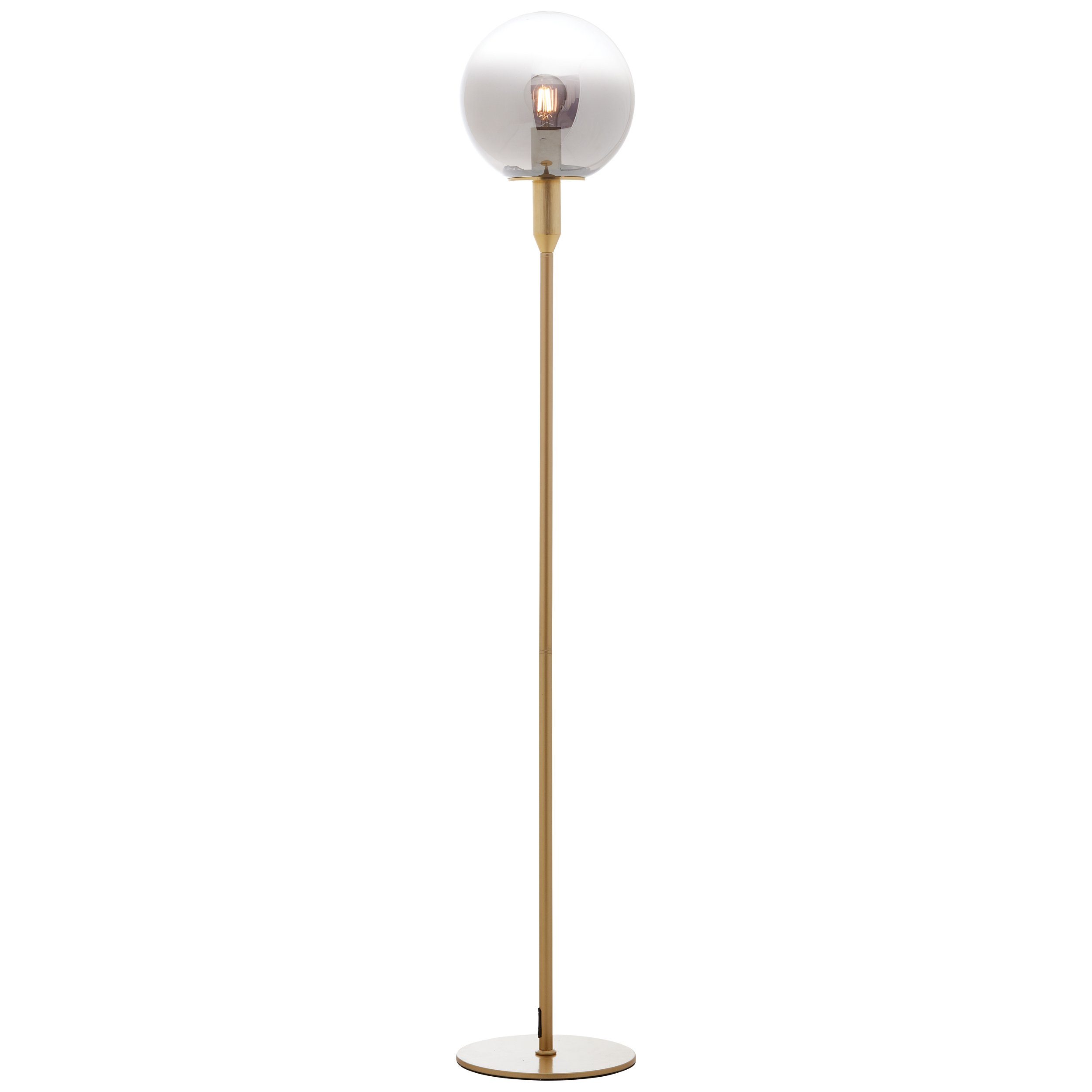 Brilliant Stehlampe Gould, Gould Standleuchte 1flg gold/rauchglas, Metall/Glas, 1x A60, E27, 52 W | Standleuchten