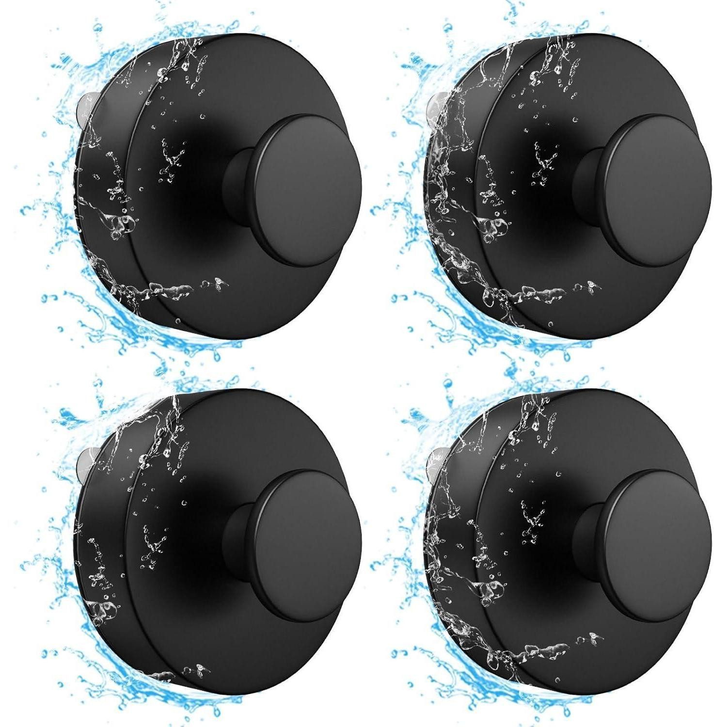 LuxusKollektion Handtuchhaken Wandhaken Saugnapf Handtuchhaken Wiederverwendbar-4 Stück (schwarz)