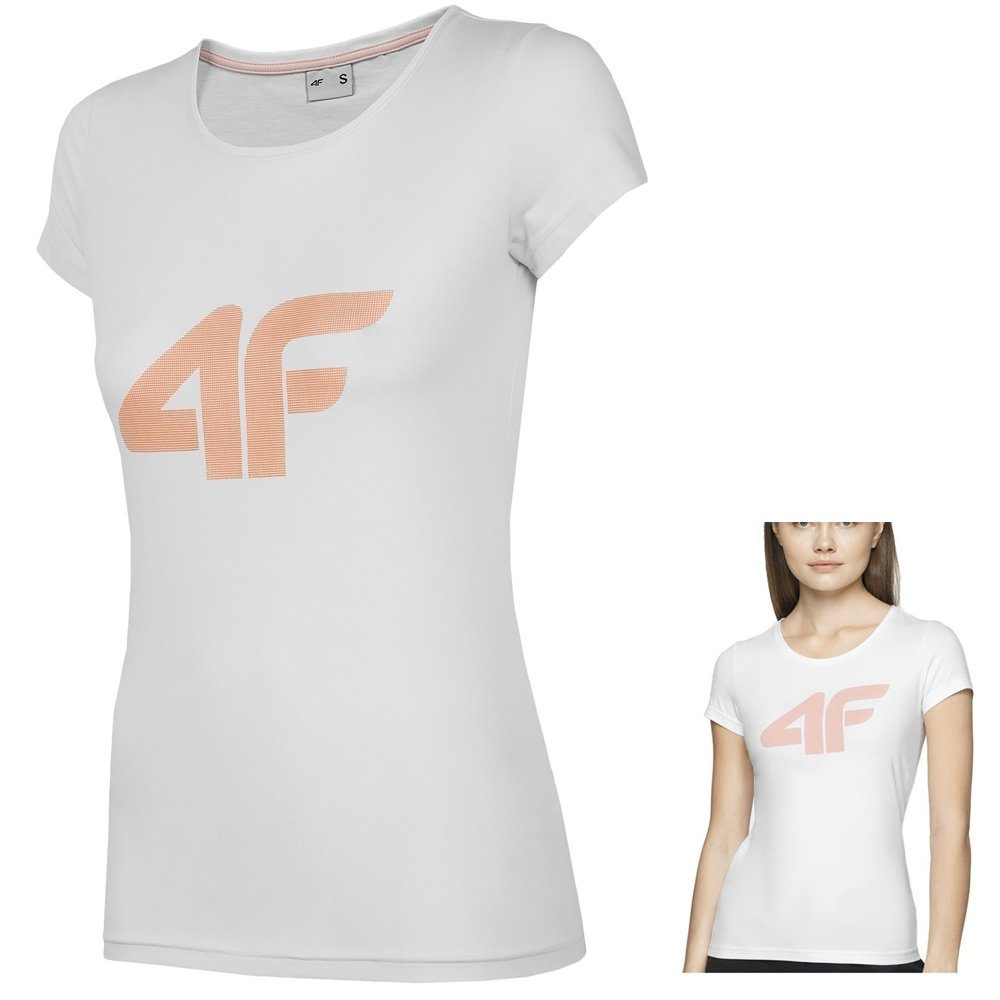 Damen 4F- weiß T-Shirt 4F Kurzarmshirt Logo Casual Shirt,