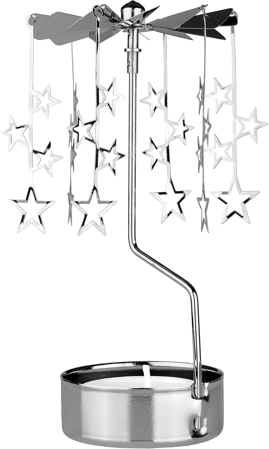 BRUBAKER Настольные лампы Teelichtkarussell Gold Weihnachten - Windlicht Karussell aus Metall (Drehender Настольные лампы mit Sternen -, 1 St., Rotierender Торшеры für Teelicht), Weihnachtsdekoration Tischdekoration