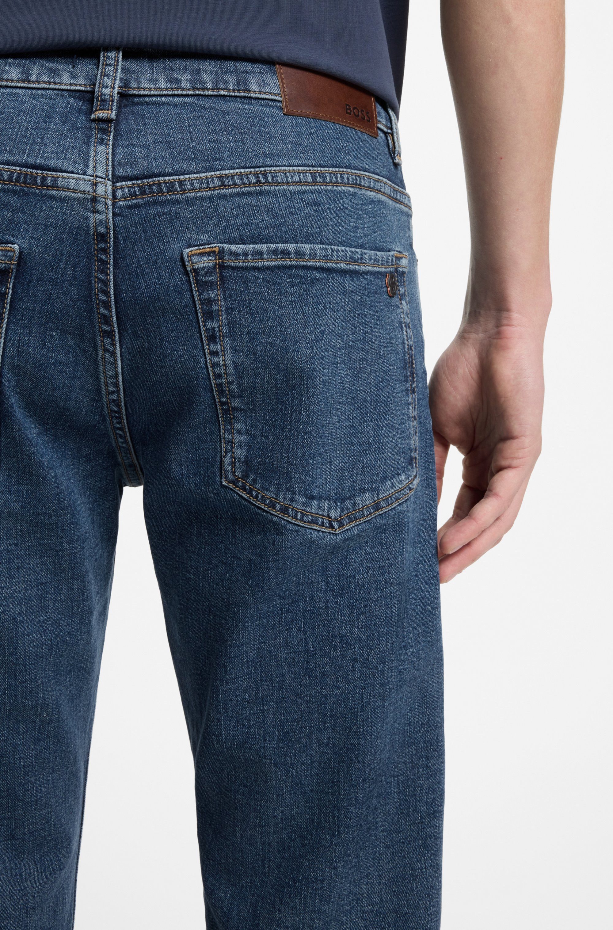BOSS ORANGE 5-Pocket-Jeans RE.MAINE Regular Fit, Baumwoll-Mix, used washed