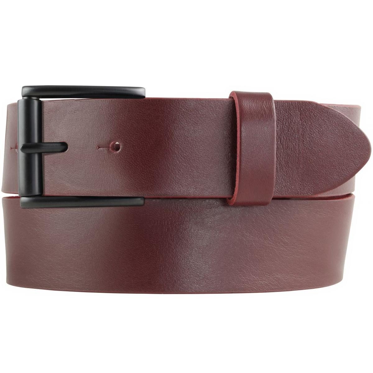 Ledergürtel Jeans-Gürtel mit Rollenschnalle aus Vollrindleder 4 cm - Hochwertiger