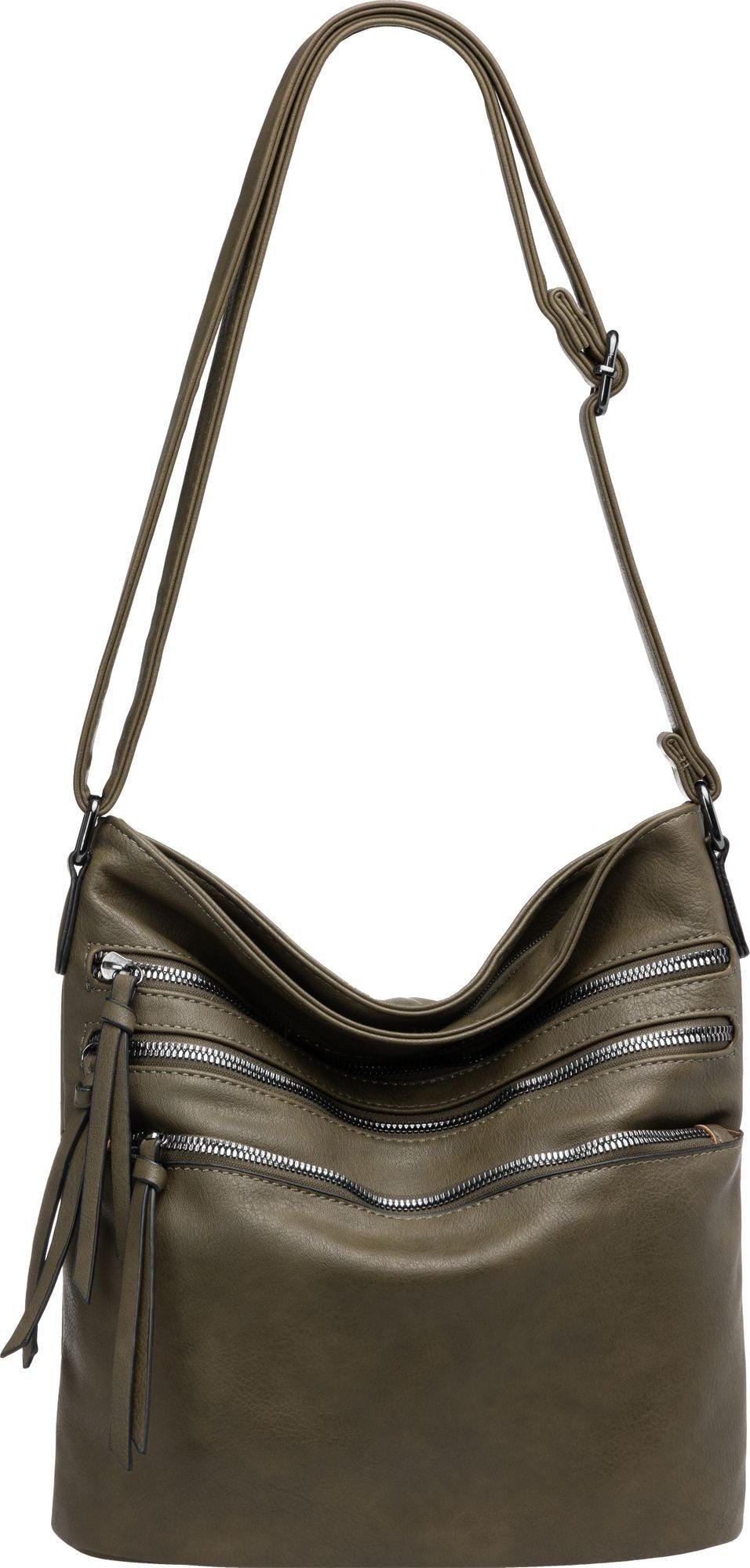 Caspar Umhängetasche TS1071 sportlich elegante mittelgroße Damen Crossbody Bag Umhängetasche oliv grün