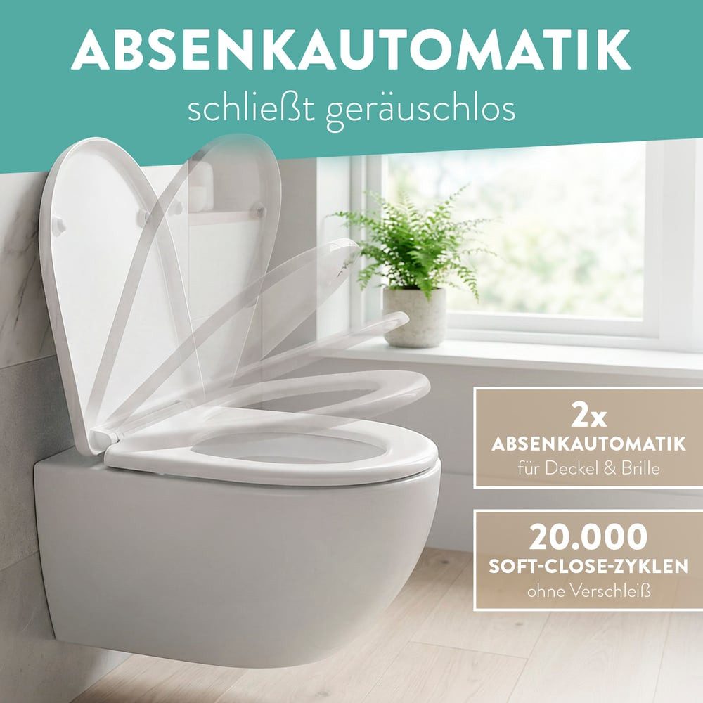 Benkstein WC-Sitz Premium Toilettendeckel antibakteriell D-Form (7-St), mit Quick-Release-Funktion und Softclose Absenkautomatik