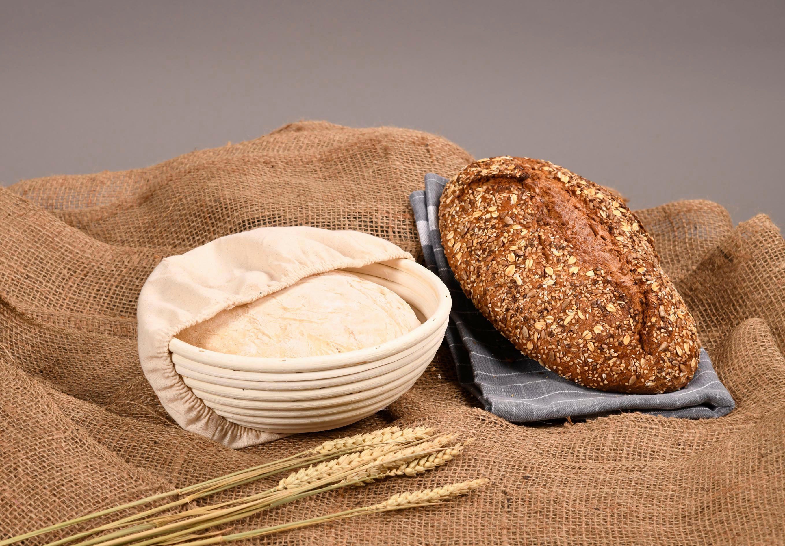 kitchen Rattan, (1-tlg), rund KESPER home Brotkorb Baumwolle, & for Gärkörbchen,