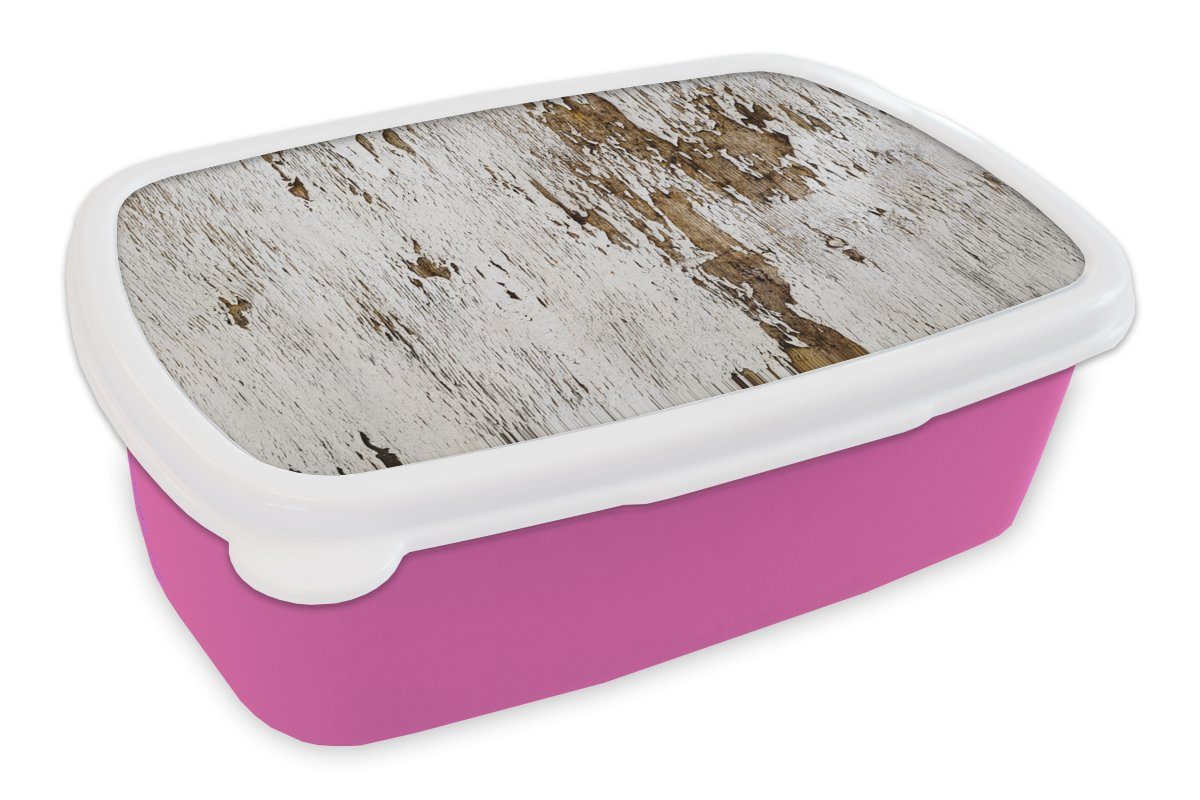 MuchoWow Lunchbox Holz - Rustikal - Baum, Kunststoff, (2-tlg), Brotbox für Erwachsene, Brotdose Kinder, Snackbox, Mädchen, Kunststoff rosa