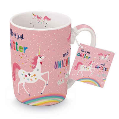 PPD Tasse Porzellan Becher Einhorn -Mug-Glitter & Unicorns, Kaffee -Tee, Kinderbecher als Geschenk geegnet