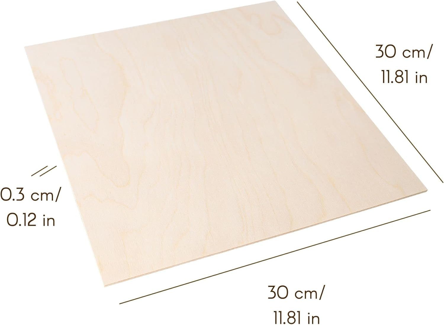 Creative Deco Bastelnaturmaterial Quadratische Sperrholzplatte 3mm, (10-tlg), Birkensperrholz Dünne Holz-Zuschnitte laserfähig