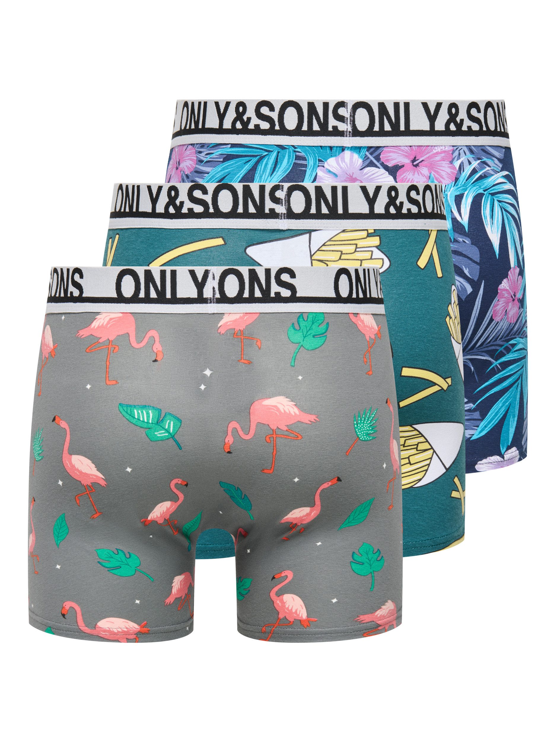 ONLY & SONS Trunk ONSFITZ AOP WB BOLD BOXER 3PACK NOOS (Packung, 3-St) Baumwollmischung, eng anliegend