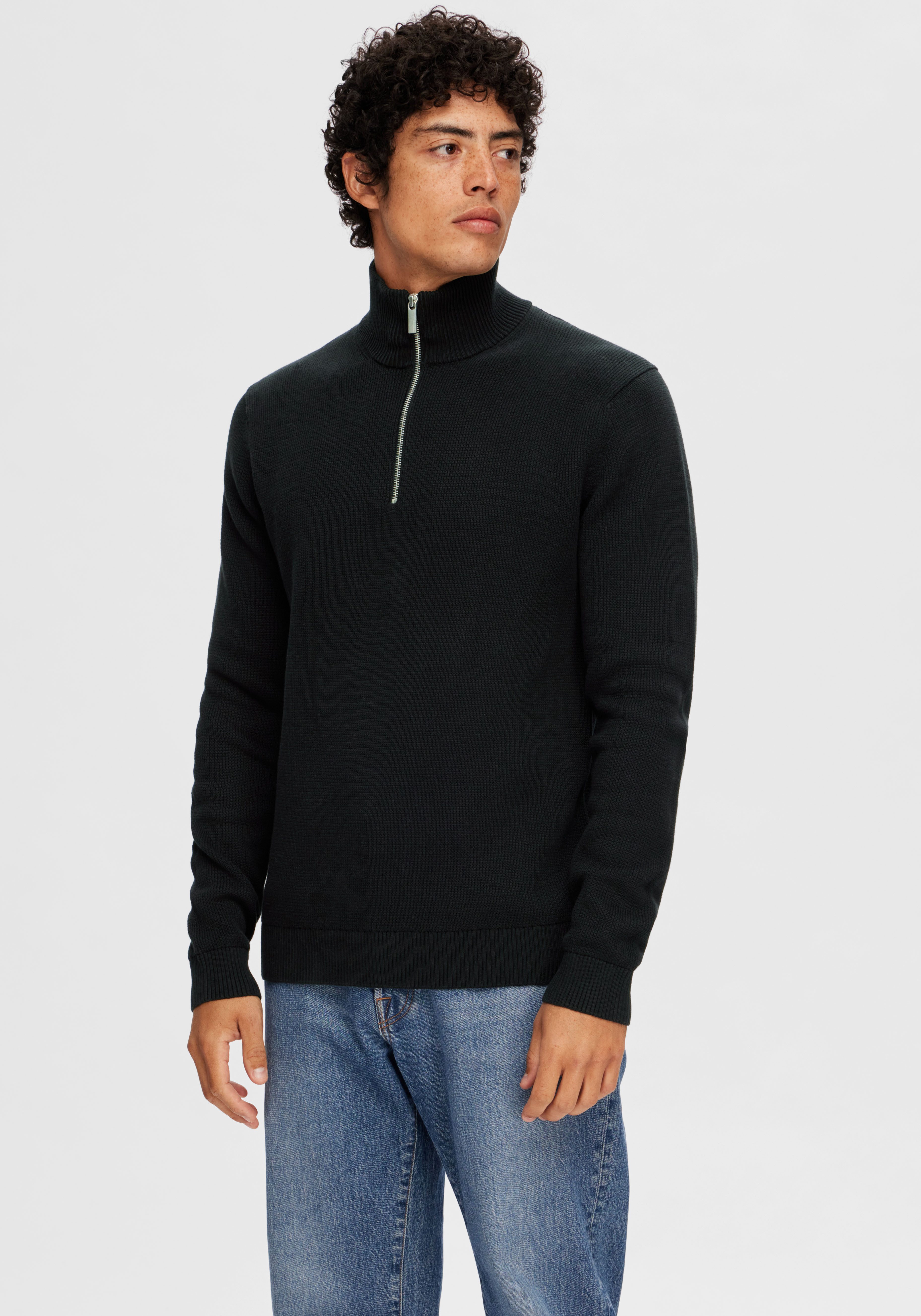 SELECTED HOMME Troyer SLHDANE LS KNIT STRUCTURE HALF ZIP NOOS