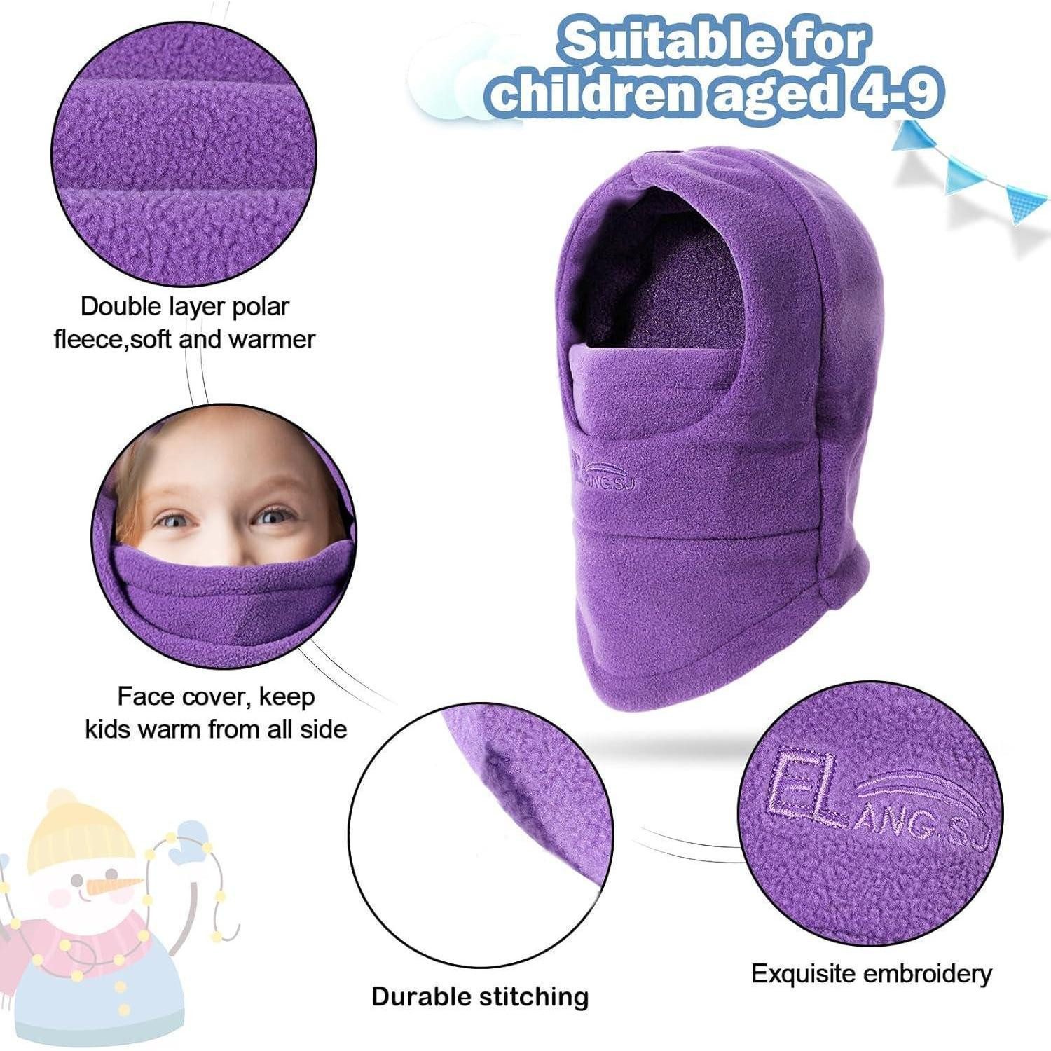 LuxusKollektion Sturmhaube Sturmhaube Kinder Thermofleece Skimaske Einheitsgröße Violett