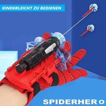 MAVURA Blaster SPIDERHERO Spinnennetz Shooter Handschuhe Kostüm Spielzeug Superhelden, Spider Cosplay Dart Launcher Handschuh für Kinder (2er Set)