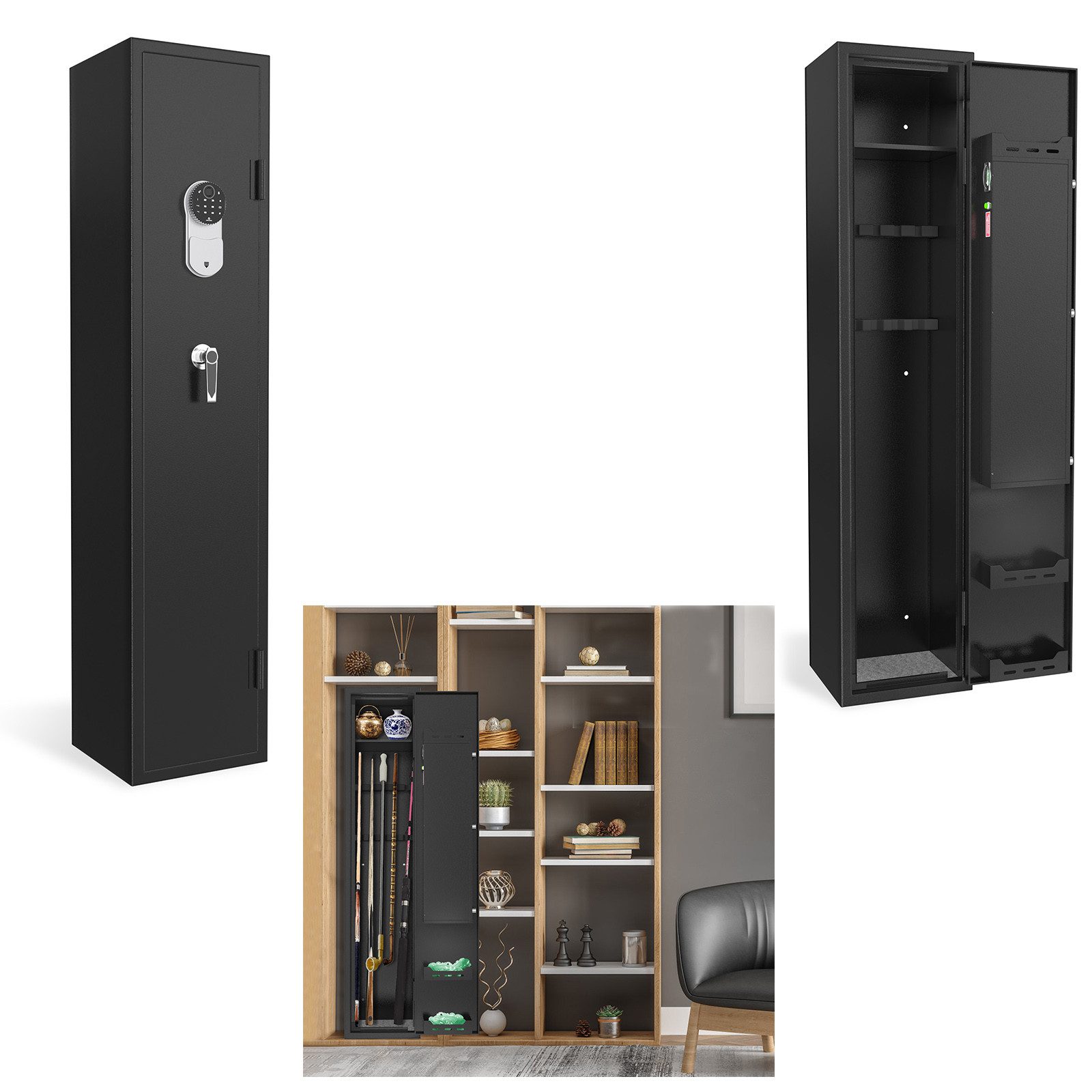 FIVMEN Waffenschrank Wandtresor Möbeltresor Safe Tresor mit Schloss 2 Schlüsseln, und Befestigungsmaterial