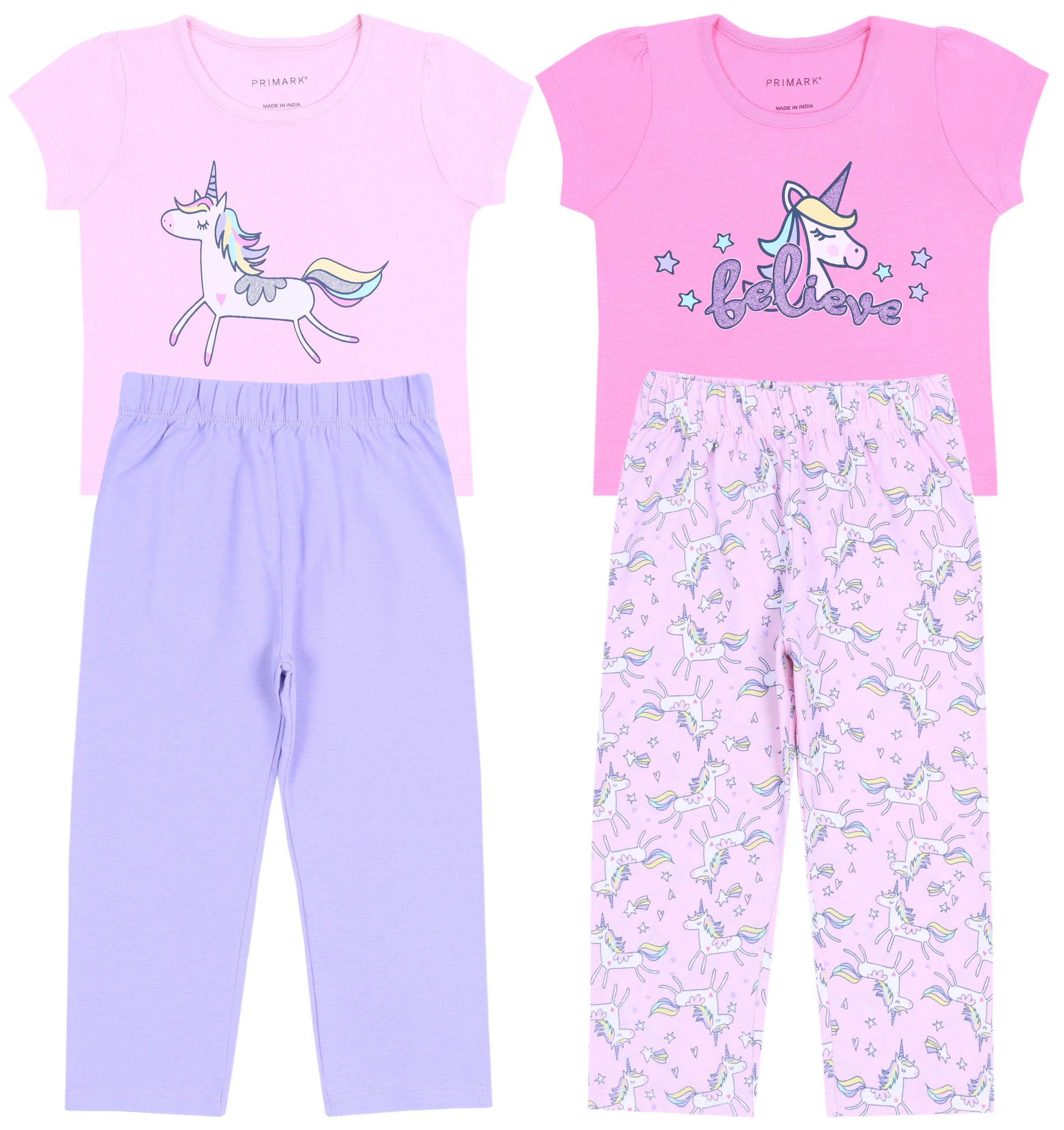 Sarcia.eu Schlafanzug 2x Pink-lila Pyjama in Einhörner 6-7 Jahre