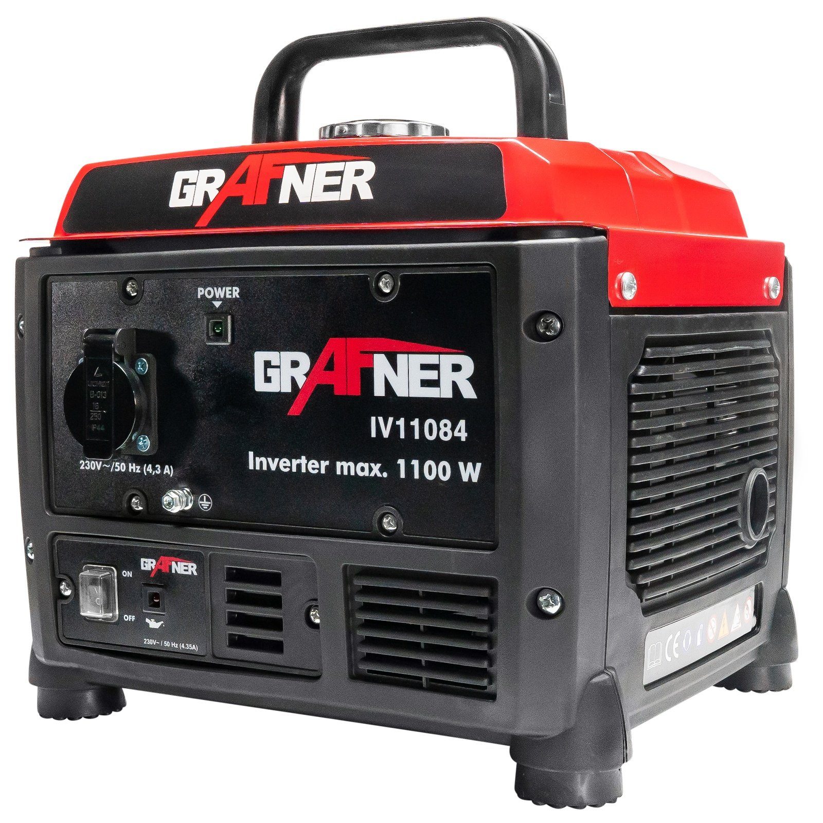 Grafner Stromerzeuger Stromerzeuger Inverter Notstromaggregat Benzin 1200W, (Stk, 1-tlg., 1), Inklusive 230 V Steckdose, 53, 5cm³ Hubraum